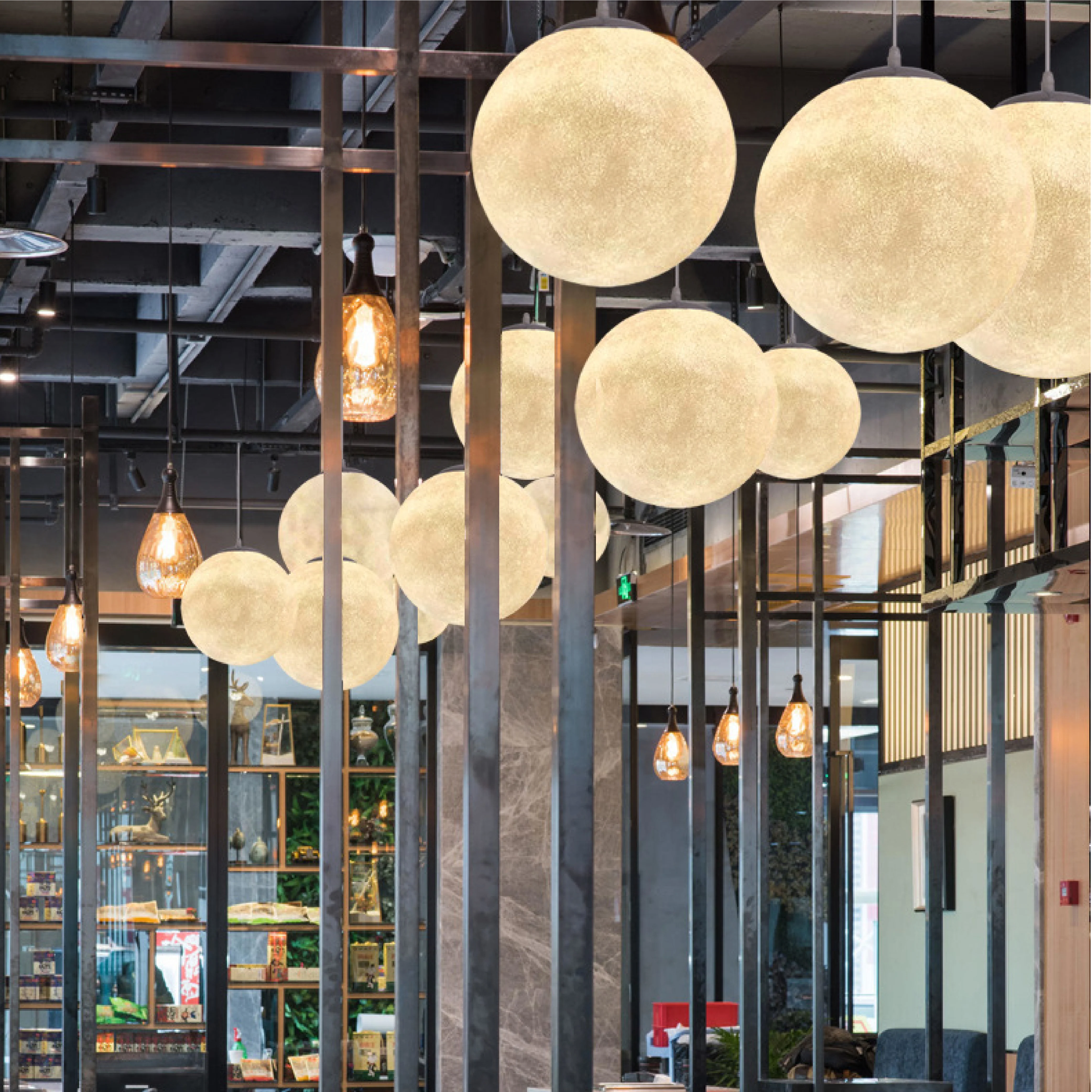 Lunar Pattern Pendant Light with Ambient Glow - Image 7