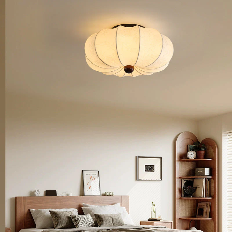 Medieval-Inspired Silk Drum Ceiling Light, Handcrafted - Image 2
