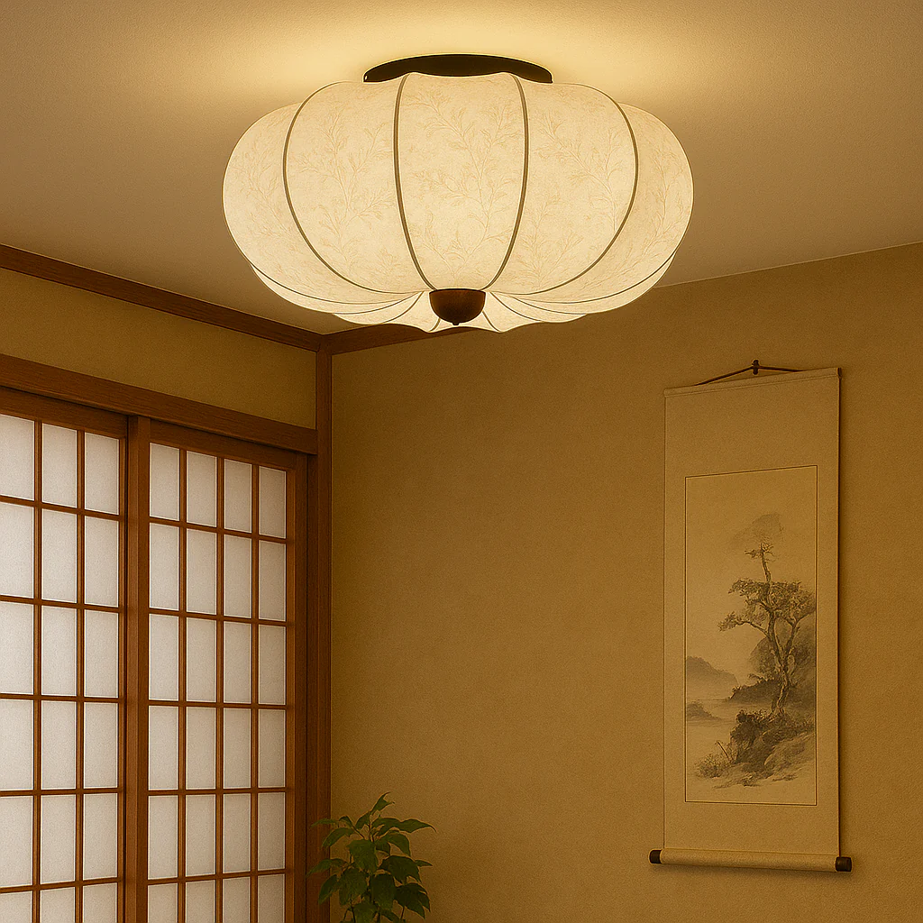 Medieval-Inspired Silk Drum Ceiling Light, Handcrafted - Image 4