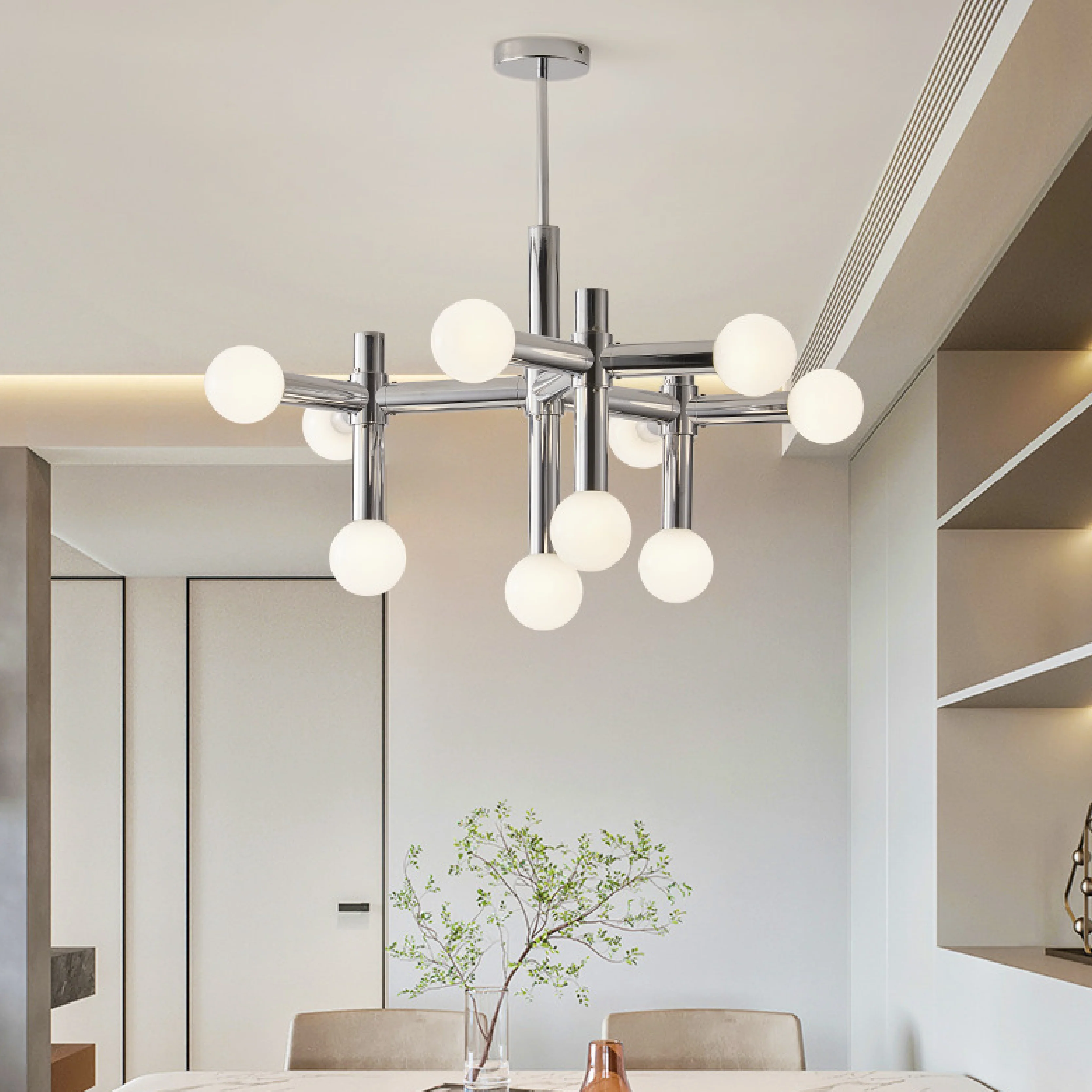 Metal Bauhaus-Inspired Chandelier with Geometric Frame - Image 4