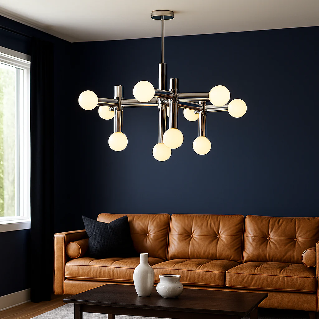 Metal Bauhaus-Inspired Chandelier with Geometric Frame - Image 6