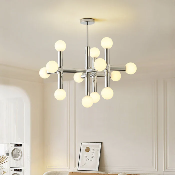 Metal Bauhaus-Inspired Chandelier with Geometric Frame - Image 9