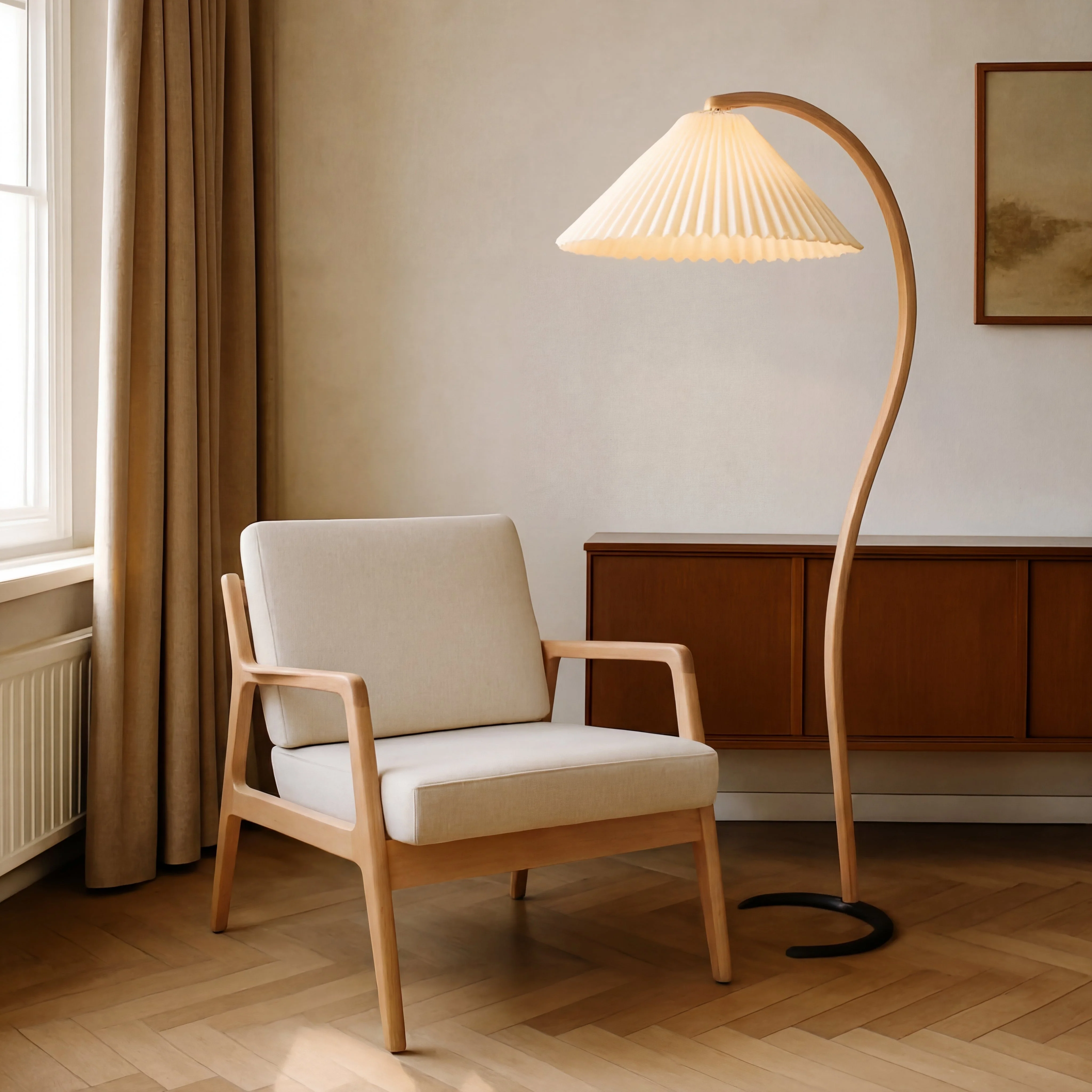 Modern Arc Floor Lamp with Warm LED Light