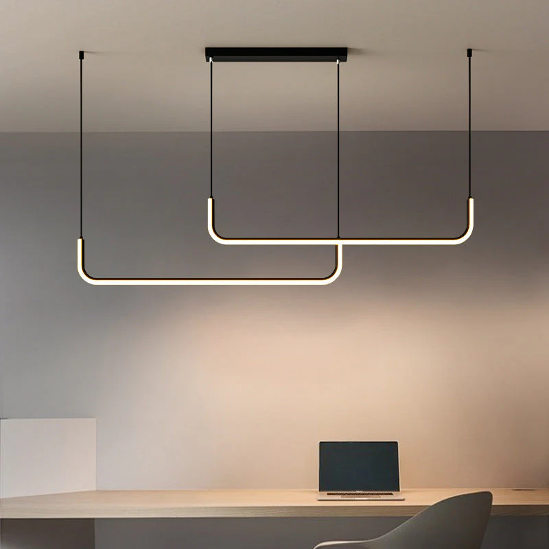 Modern Bar Pendant Light - Dimmable, Adjustable, Matte Black