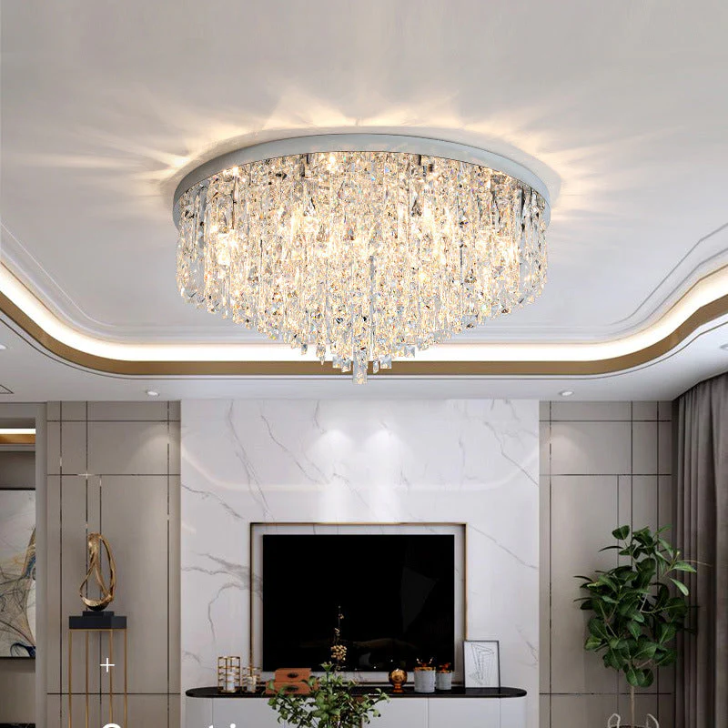 Modern Crystal Ceiling Chandelier with Glass Drops
