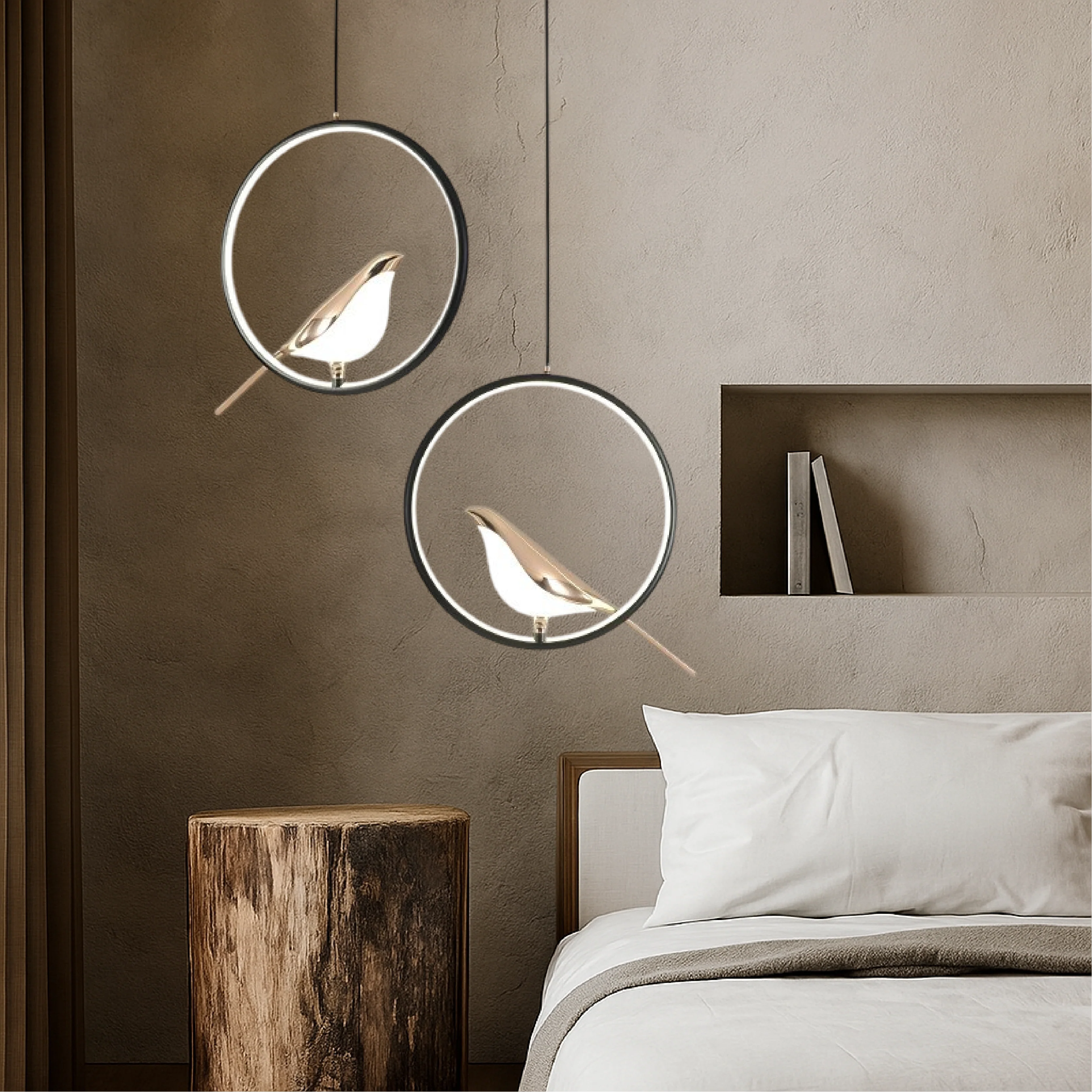 Modern Pendant Light with Glass Shade - Dimmable Ceiling Lamp