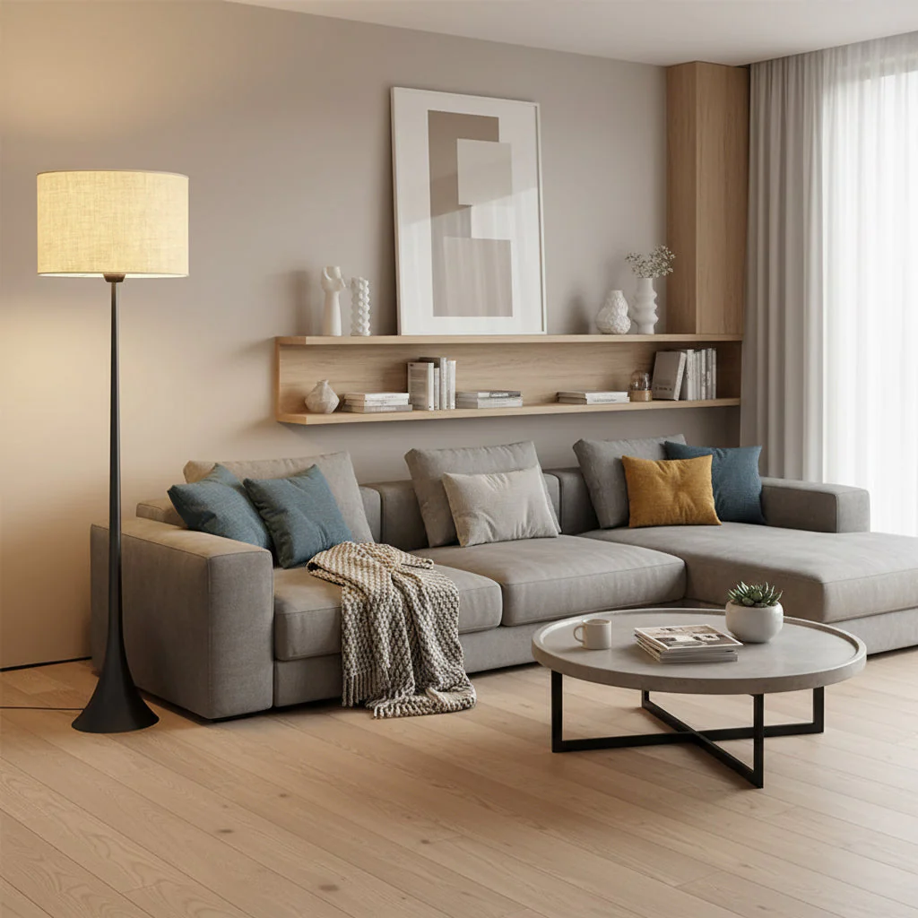 Modern Silk Floor Lamp with Soft Ambient Glow - Image 2