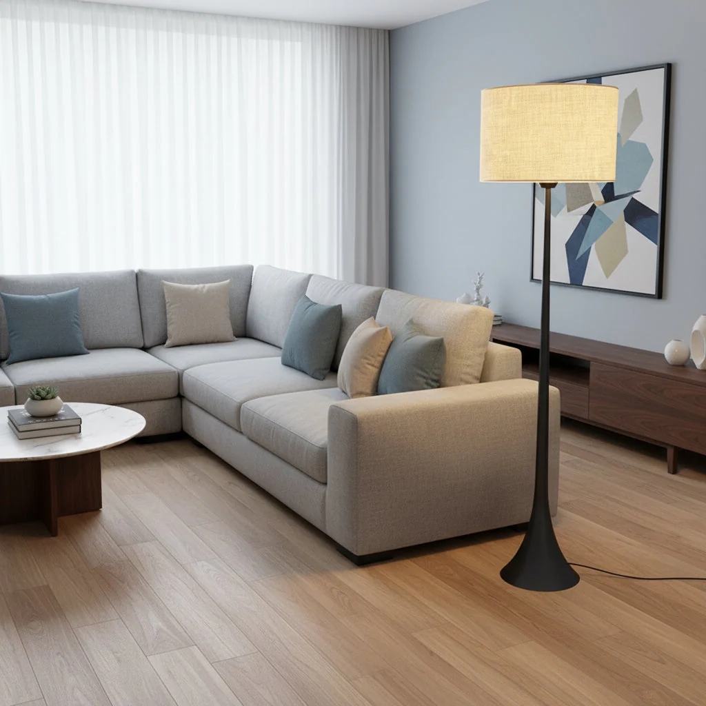 Modern Silk Floor Lamp with Soft Ambient Glow - Image 3
