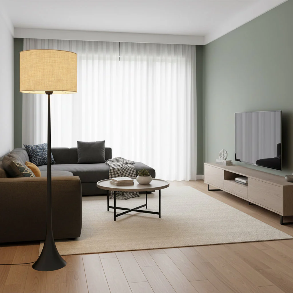 Modern Silk Floor Lamp with Soft Ambient Glow - Image 4
