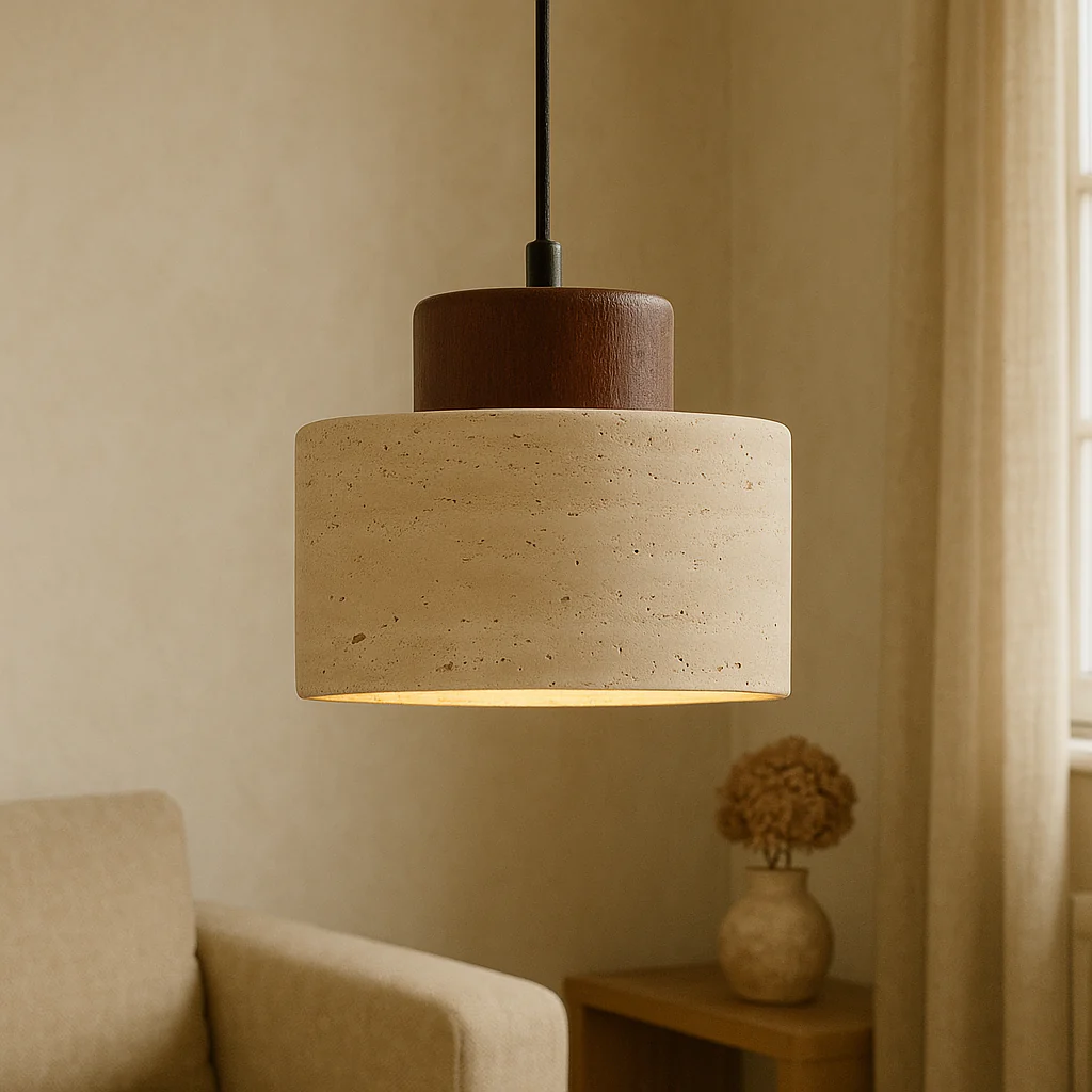 Modern Travertine Stone Pendant Light - Handcrafted Glow - Image 4
