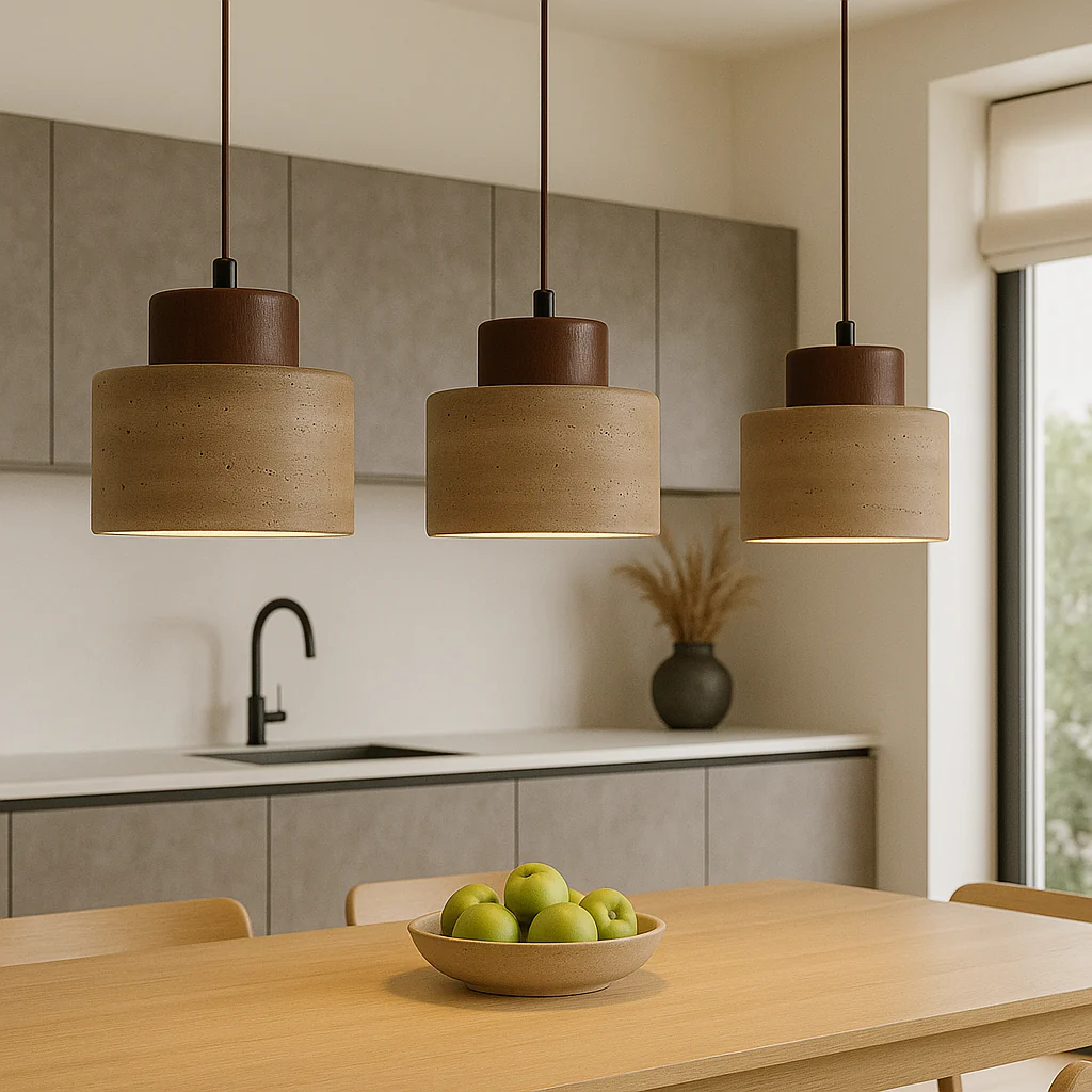 Modern Travertine Stone Pendant Light - Handcrafted Glow - Image 5