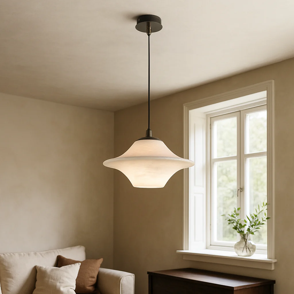 Natural Marble Pendant Light with Subtle Veining - Image 2