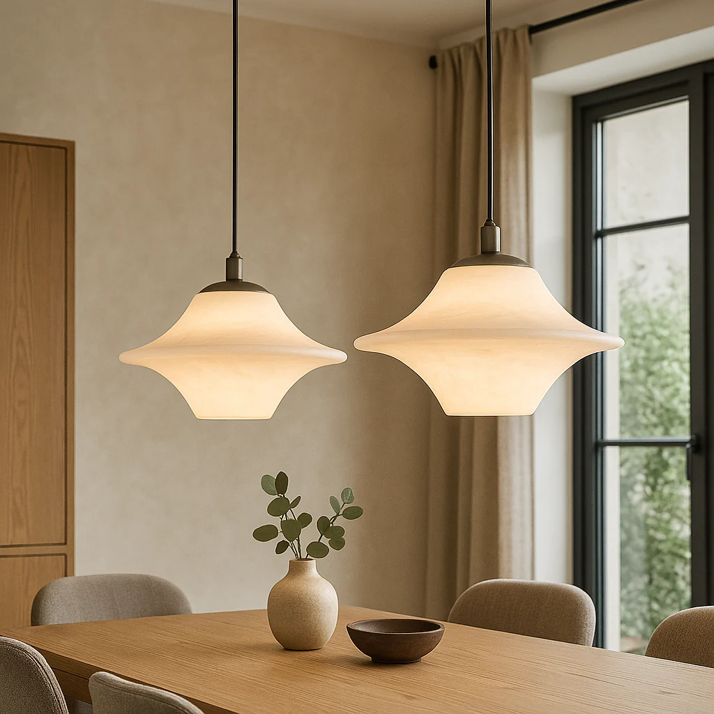 Natural Marble Pendant Light with Subtle Veining - Image 3