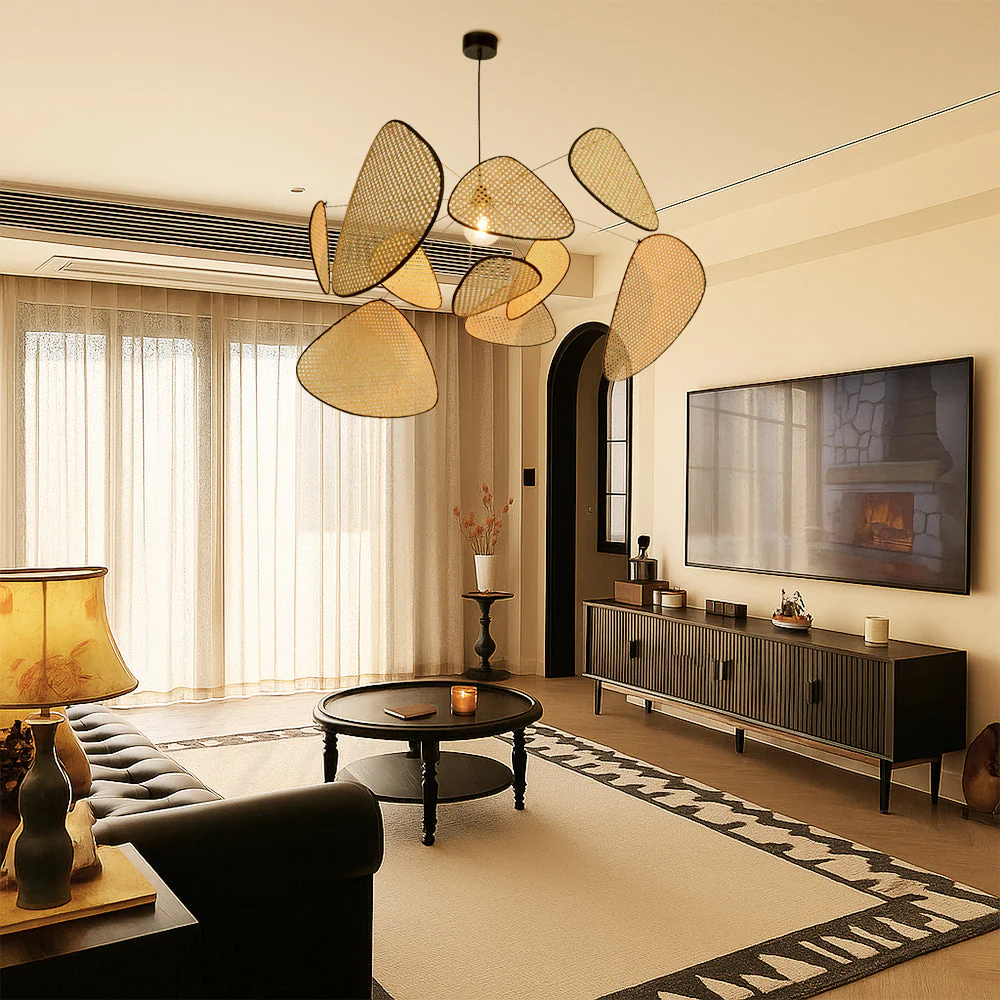 Natural Rattan Pendant Light - Handwoven Boho Ceiling Fixture - Image 2