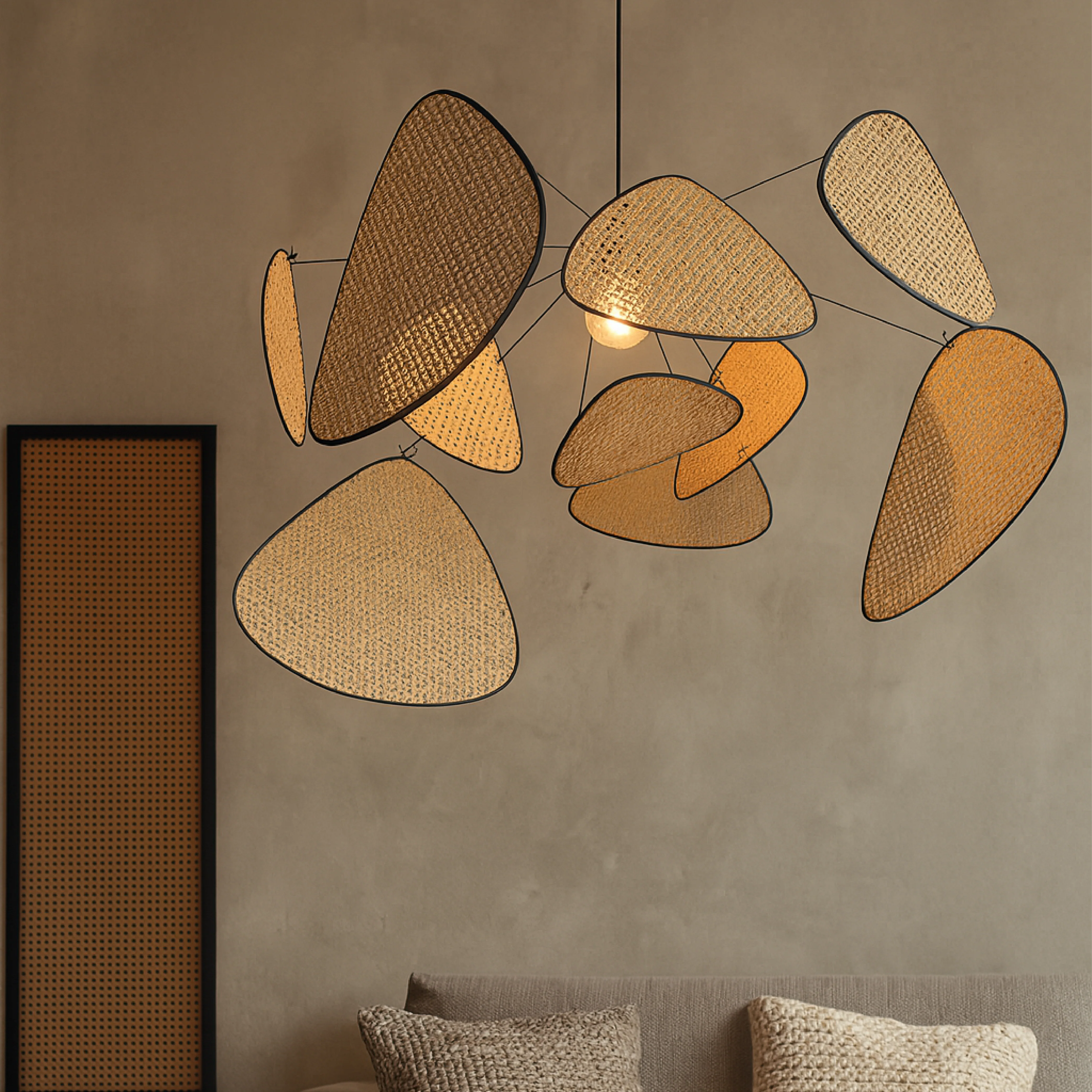 Natural Rattan Pendant Light - Handwoven Boho Ceiling Fixture - Image 5