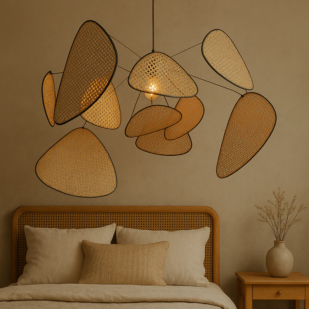 Natural Rattan Pendant Light - Handwoven Boho Ceiling Fixture - Image 6