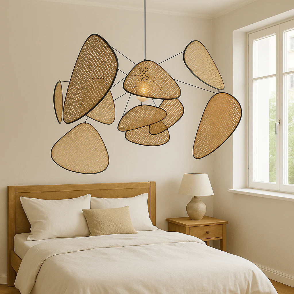 Natural Rattan Pendant Light - Handwoven Boho Ceiling Fixture - Image 9