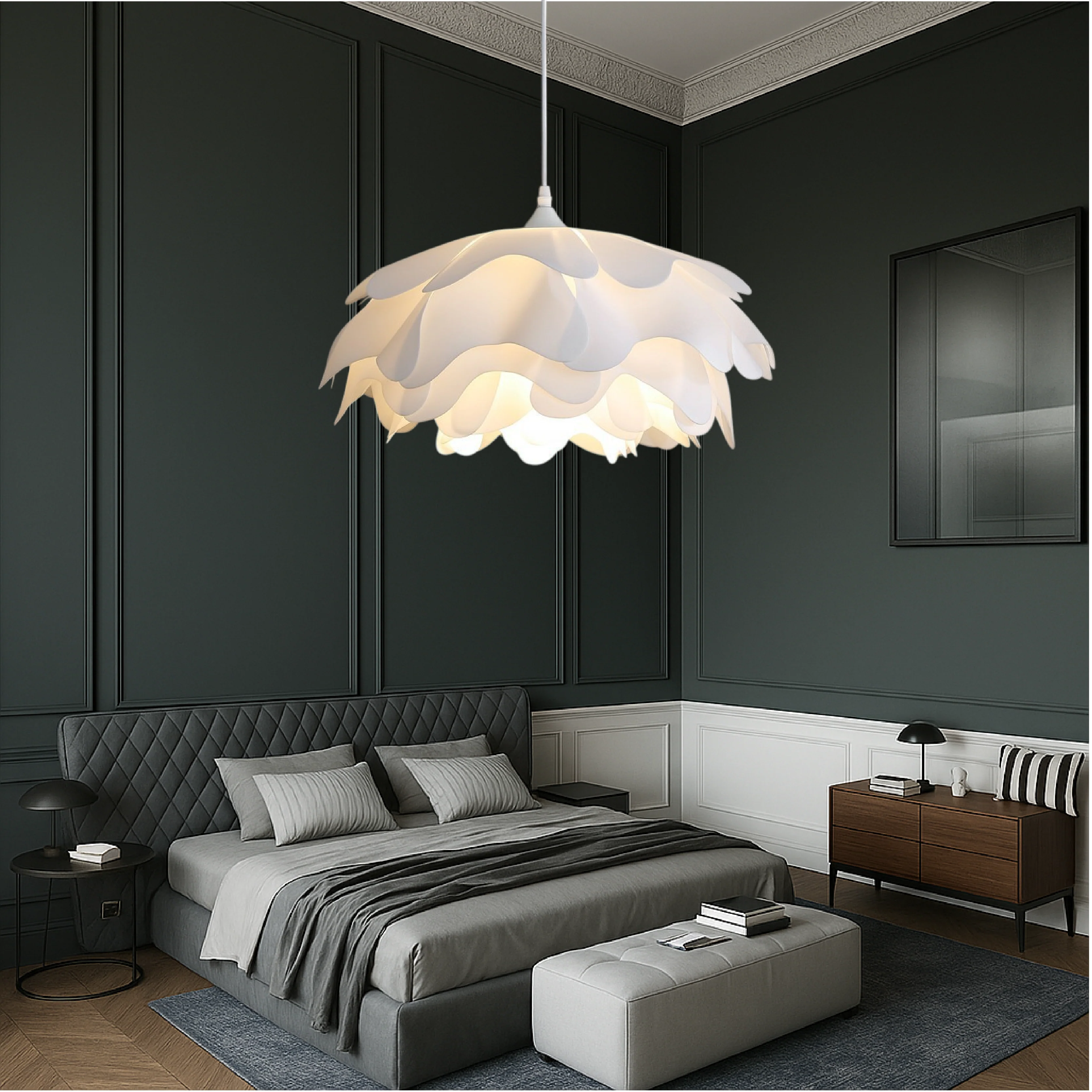Peony Mud Ceramic Pendant Light Handcrafted Lamp - Image 2