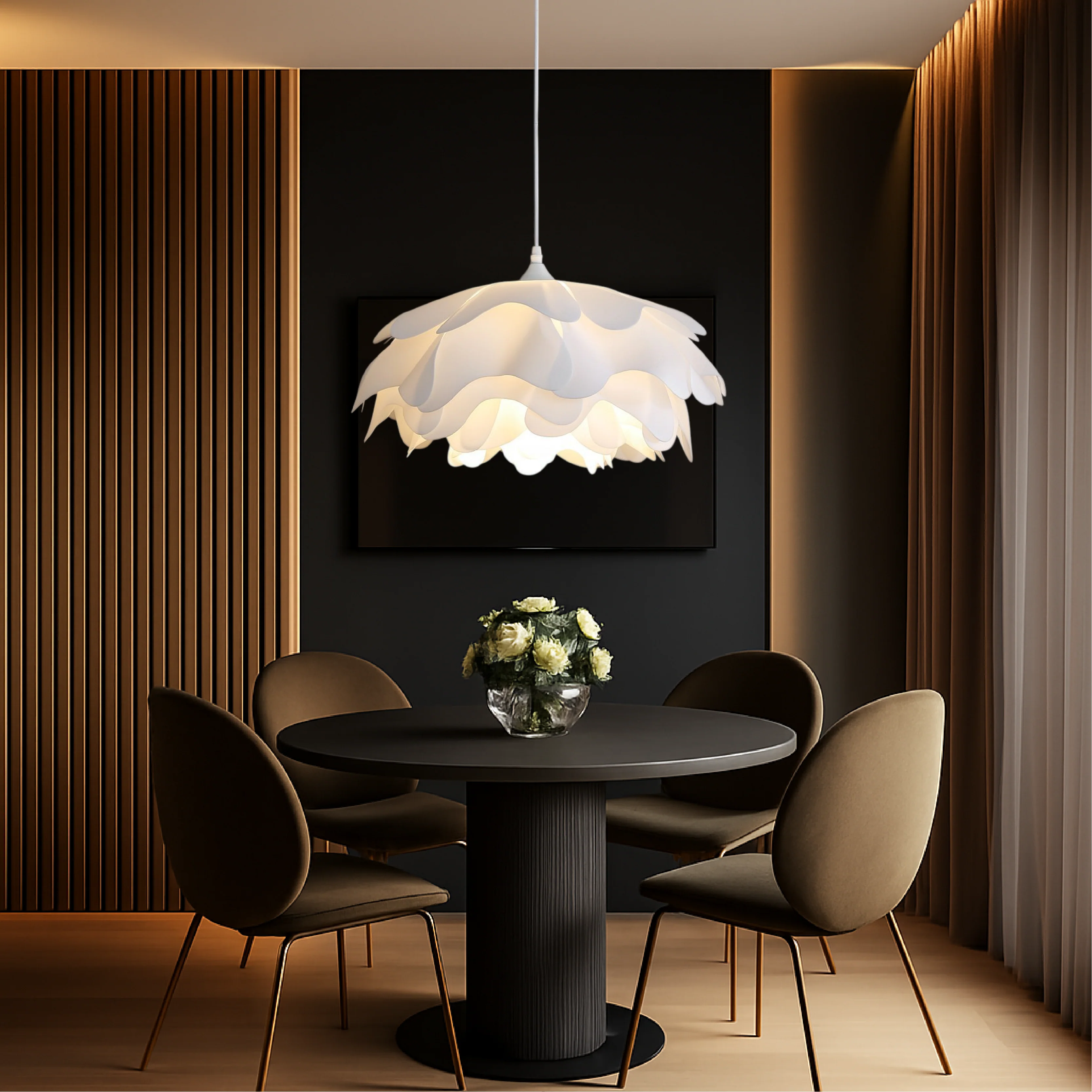 Peony Mud Ceramic Pendant Light Handcrafted Lamp - Image 3