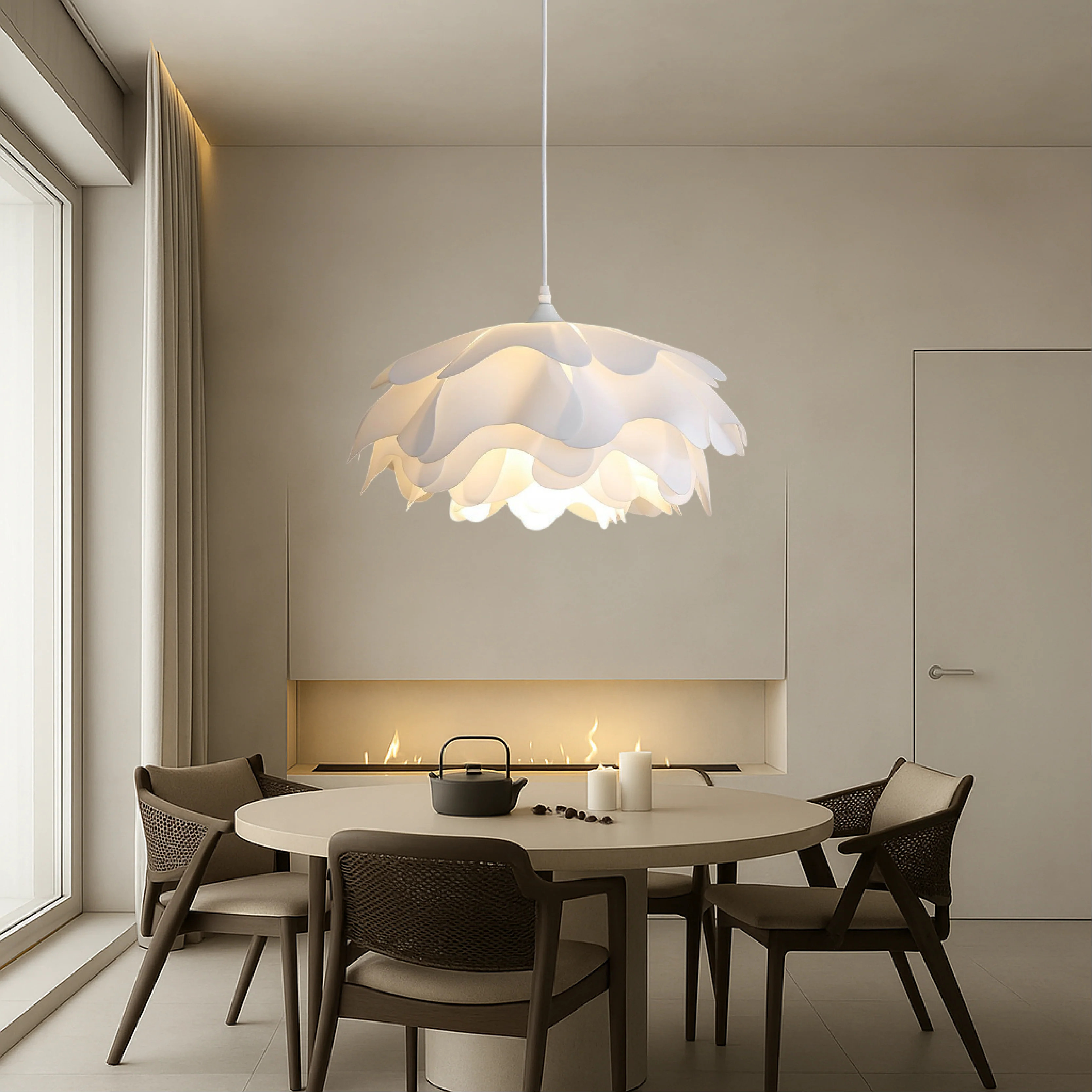 Peony Mud Ceramic Pendant Light Handcrafted Lamp - Image 4