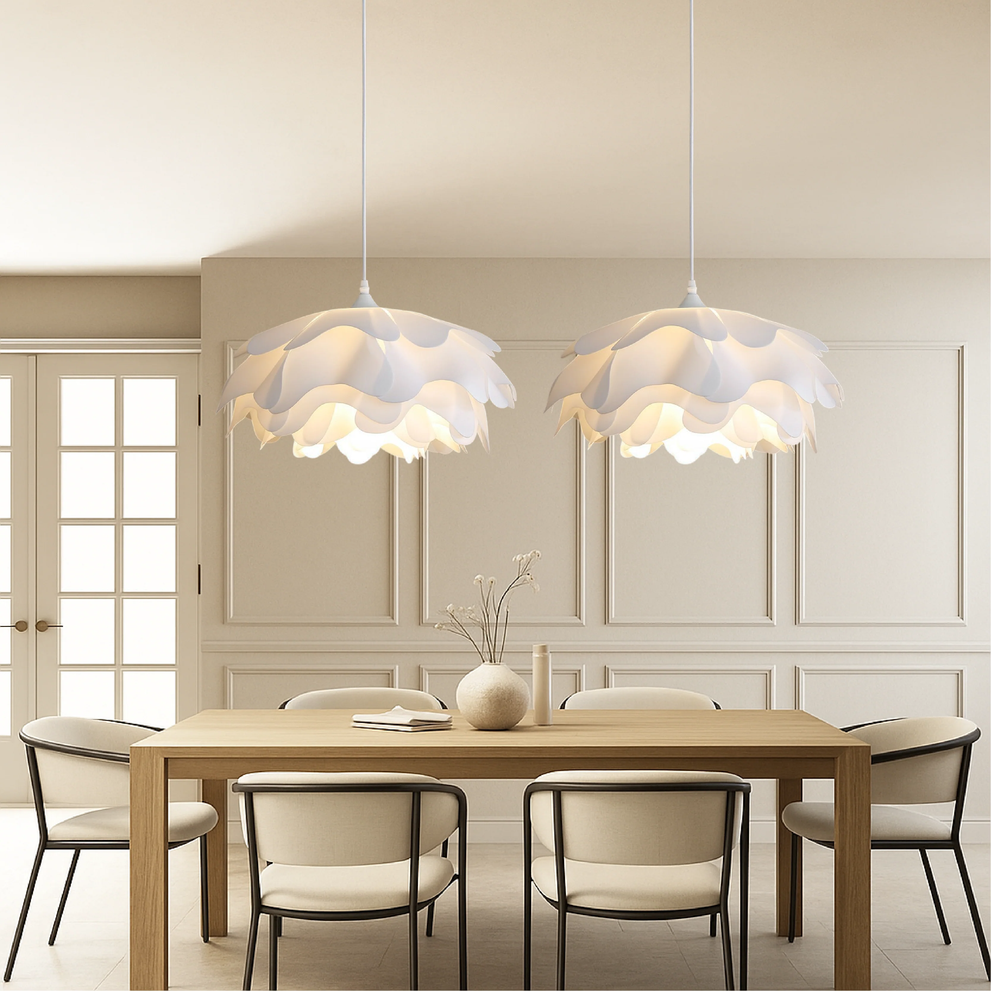 Peony Mud Ceramic Pendant Light Handcrafted Lamp - Image 6