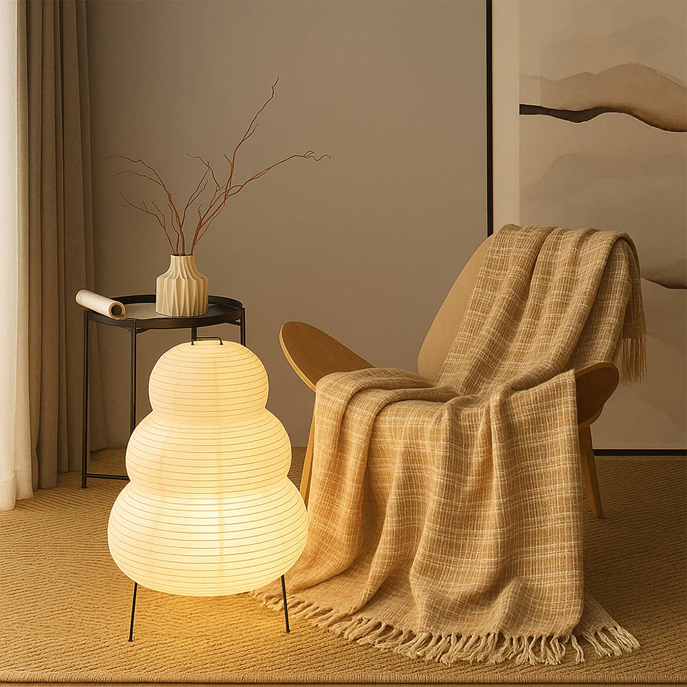 Rice Paper Floor Lamp with Soft Ambient Light - Image 6
