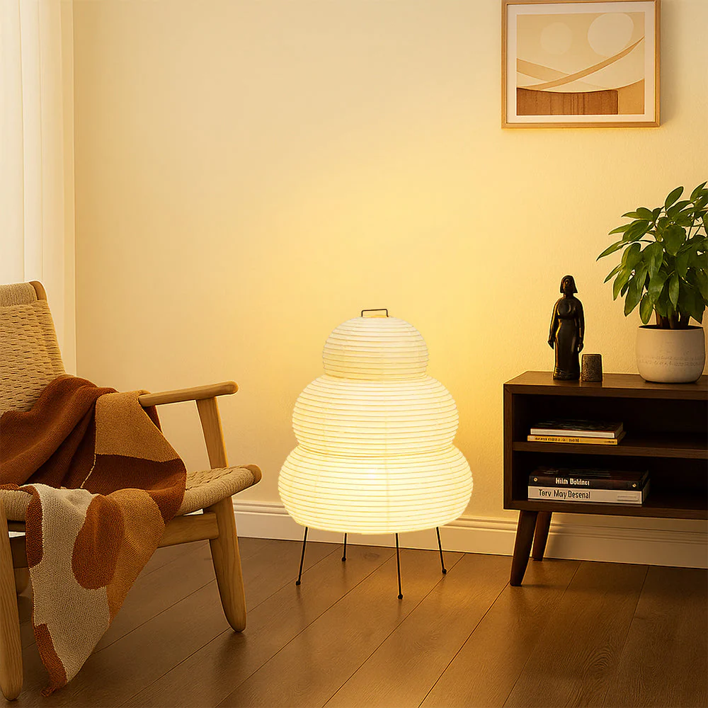 Rice Paper Floor Lamp with Soft Ambient Light - Image 7