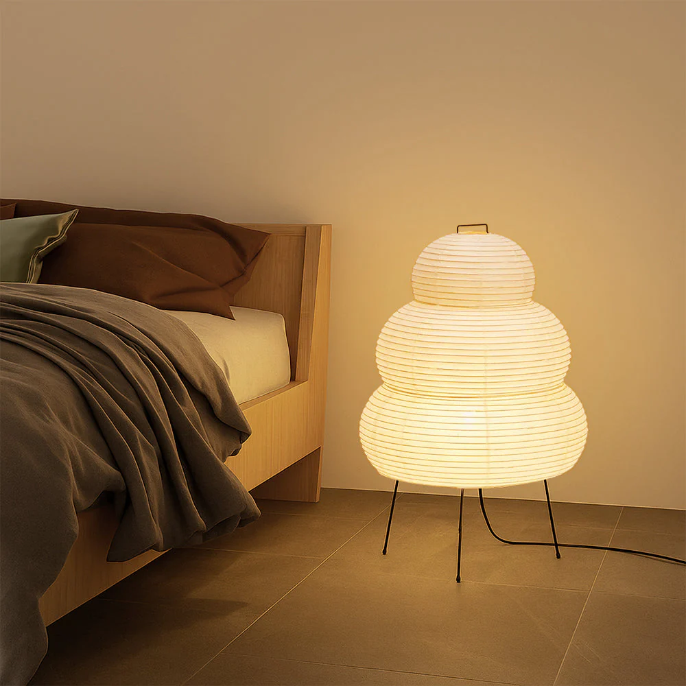 Rice Paper Floor Lamp with Soft Ambient Light - Image 9