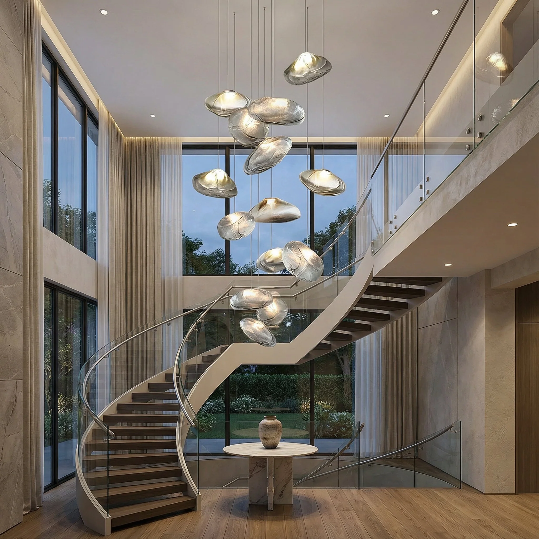 Scandinavian Glass Pendant Chandelier for Dining Room