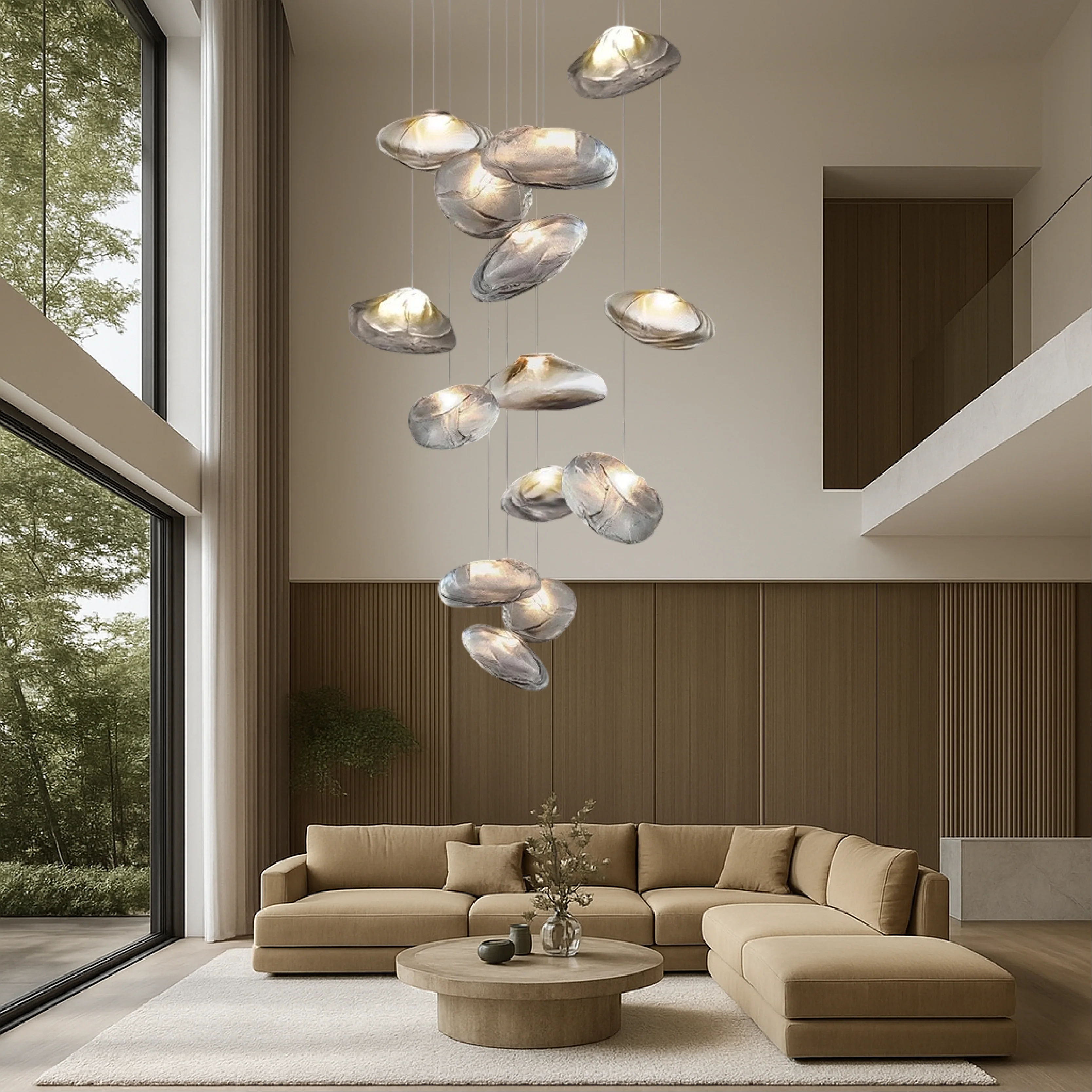Scandinavian Glass Pendant Chandelier for Dining Room - Image 2