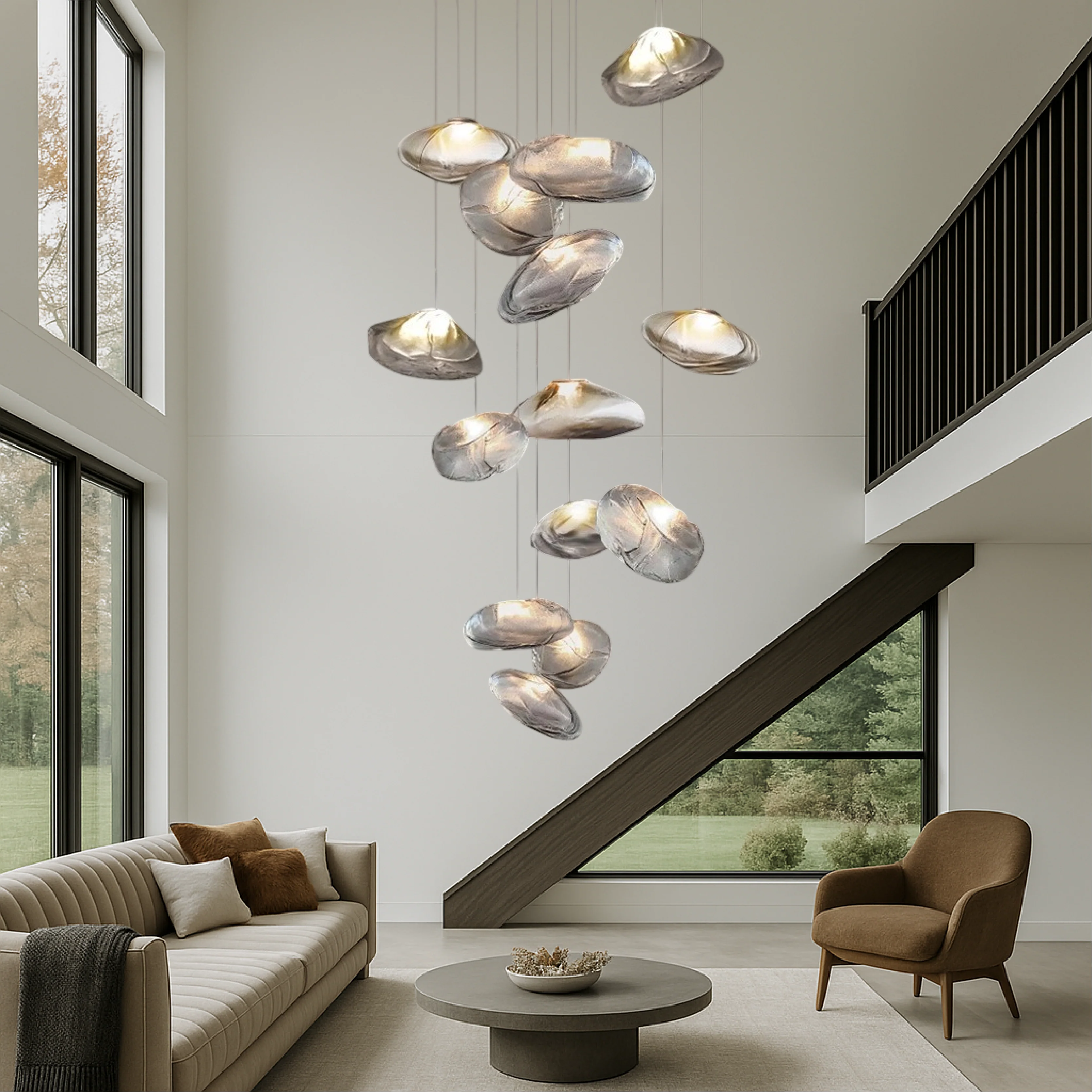 Scandinavian Glass Pendant Chandelier for Dining Room - Image 4