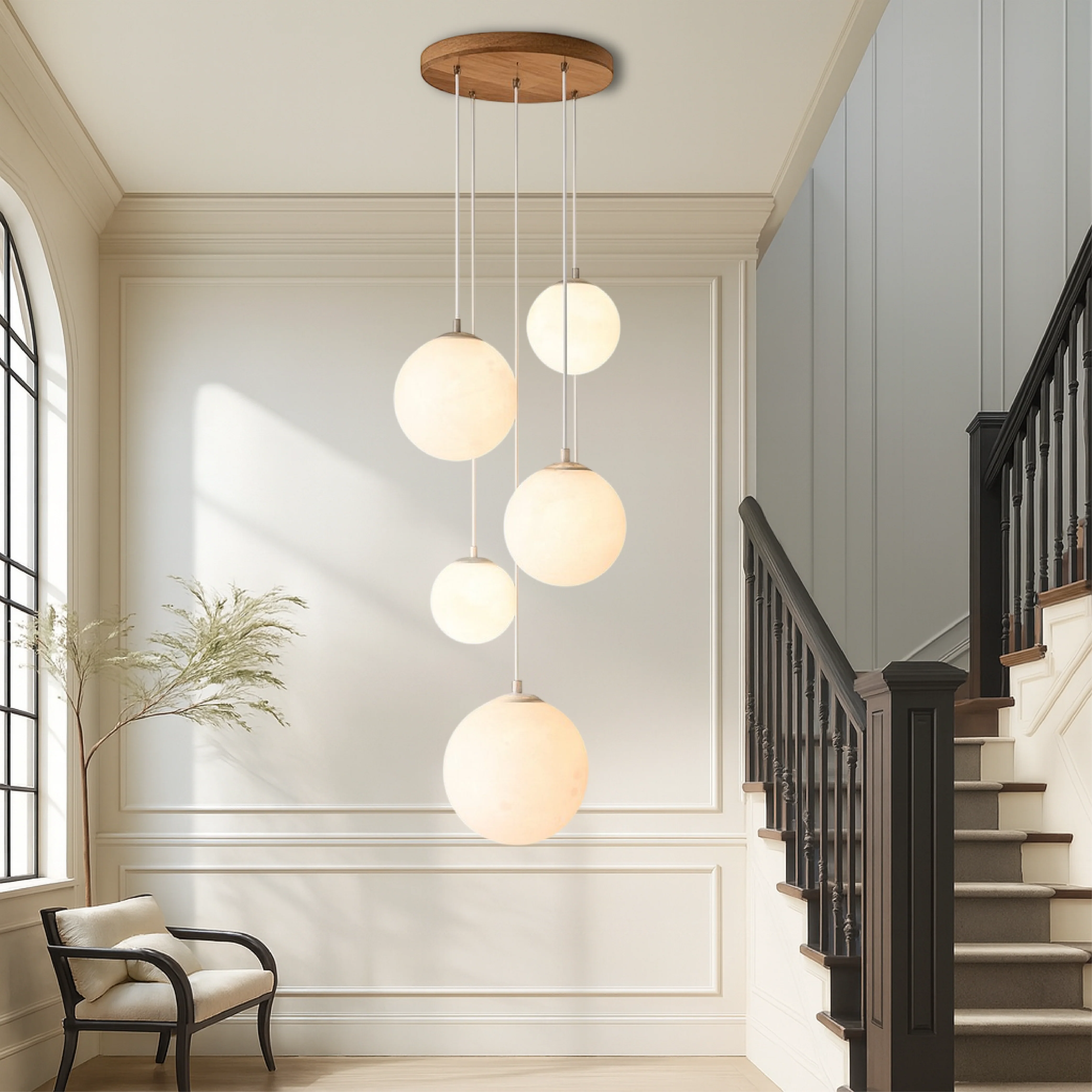 Scandinavian Staircase Pendant: Moonlit LED Chandelier - Image 10