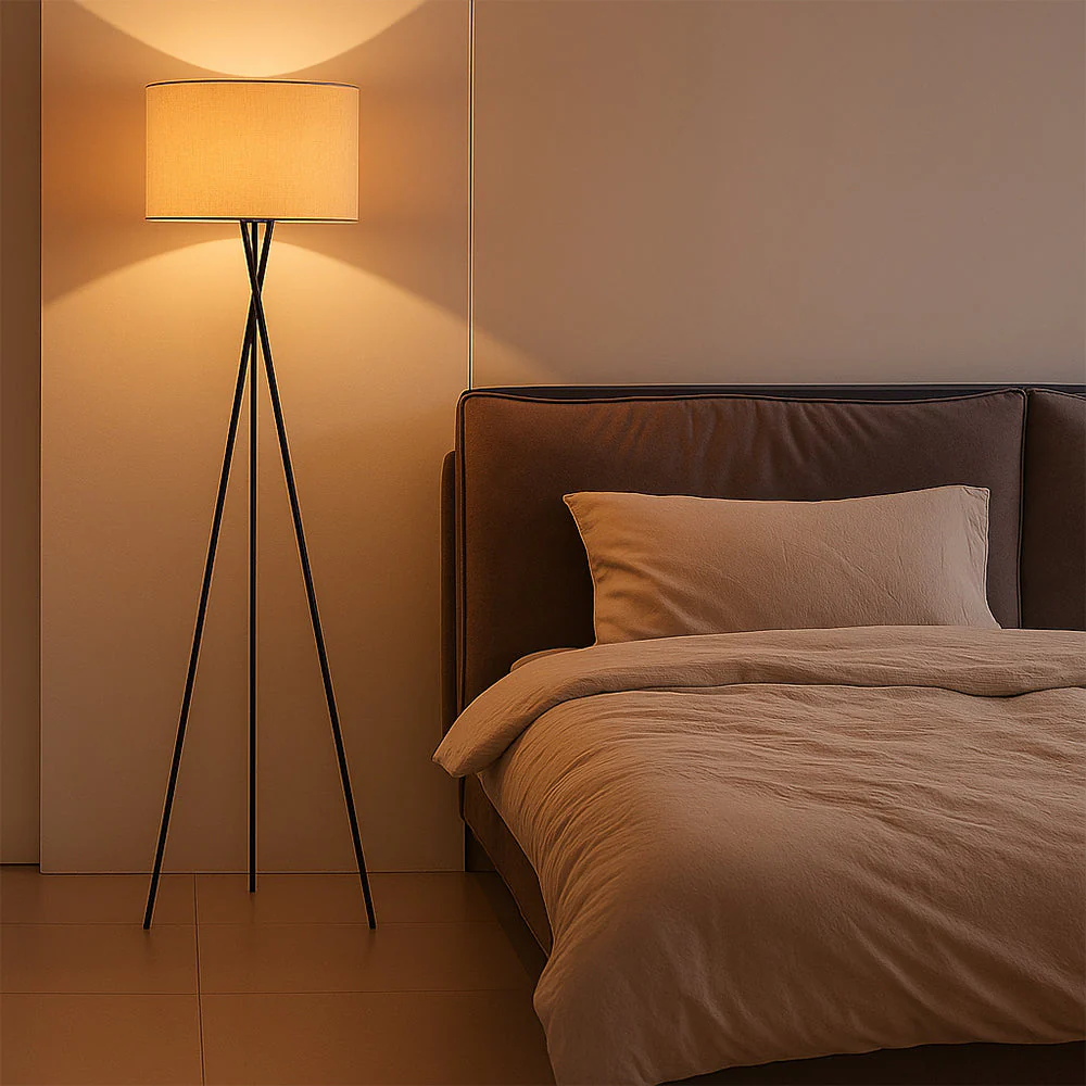 Silk Floor Lamp with Silk Fabric Shade - Modern Ambient Lighting - Image 2