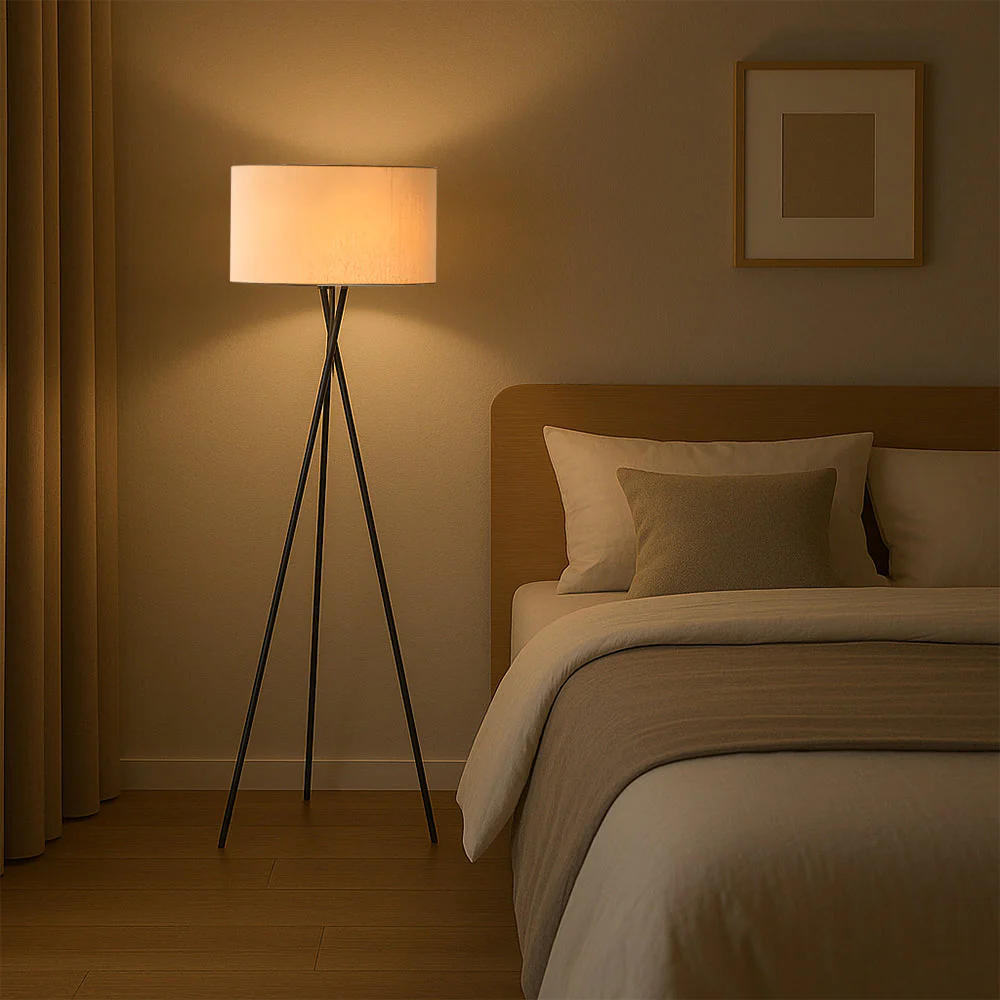 Silk Floor Lamp with Silk Fabric Shade - Modern Ambient Lighting - Image 3