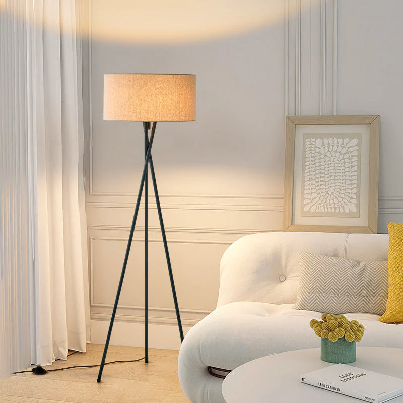 Silk Floor Lamp with Silk Fabric Shade - Modern Ambient Lighting - Image 4