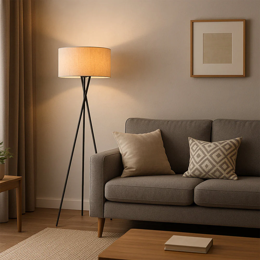 Silk Floor Lamp with Silk Fabric Shade - Modern Ambient Lighting - Image 5