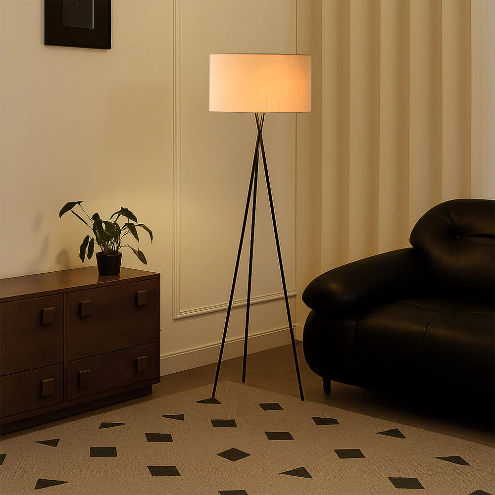 Silk Floor Lamp with Silk Fabric Shade - Modern Ambient Lighting - Image 6