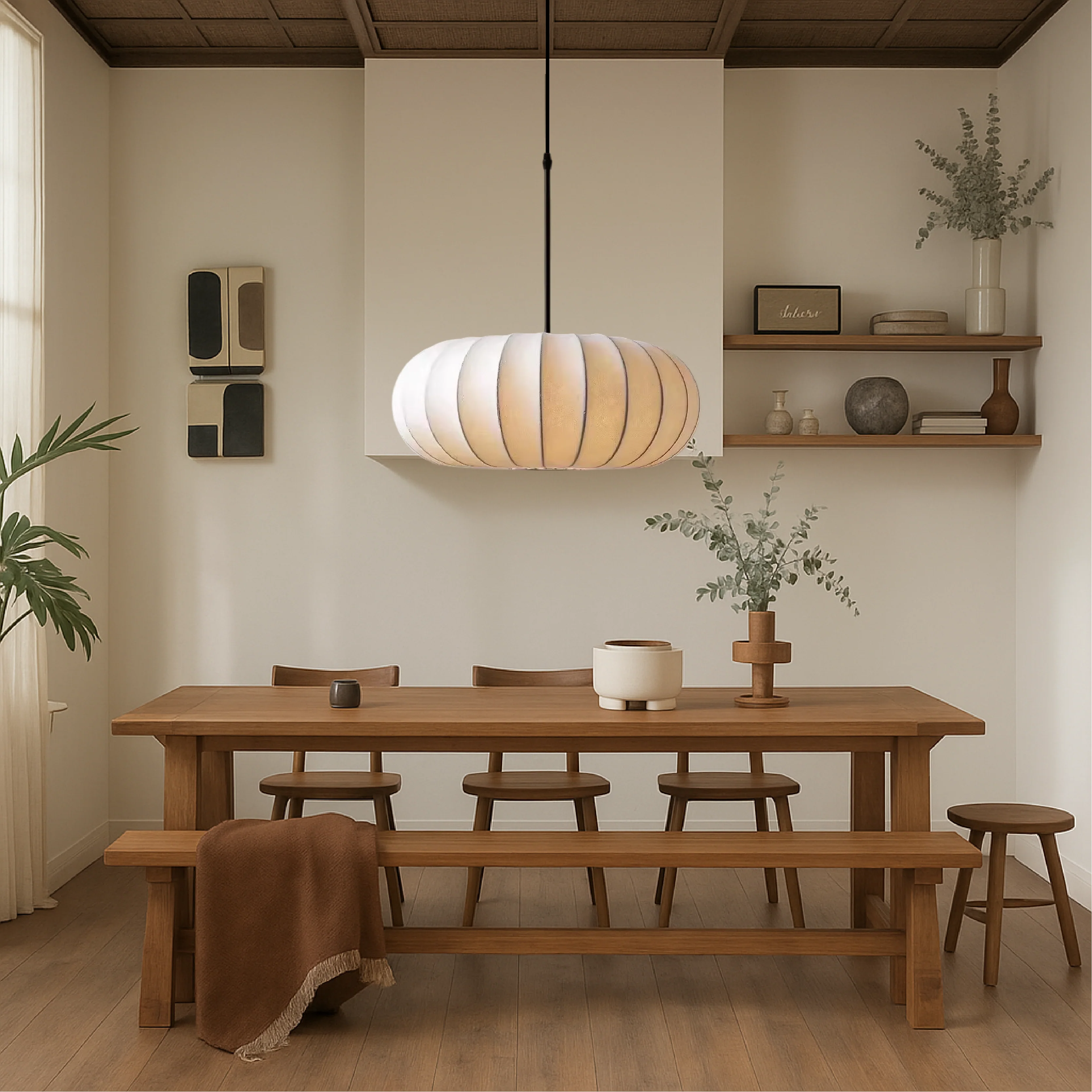Silk Pendant Light Handcrafted Ceiling Fixture for Living Spaces