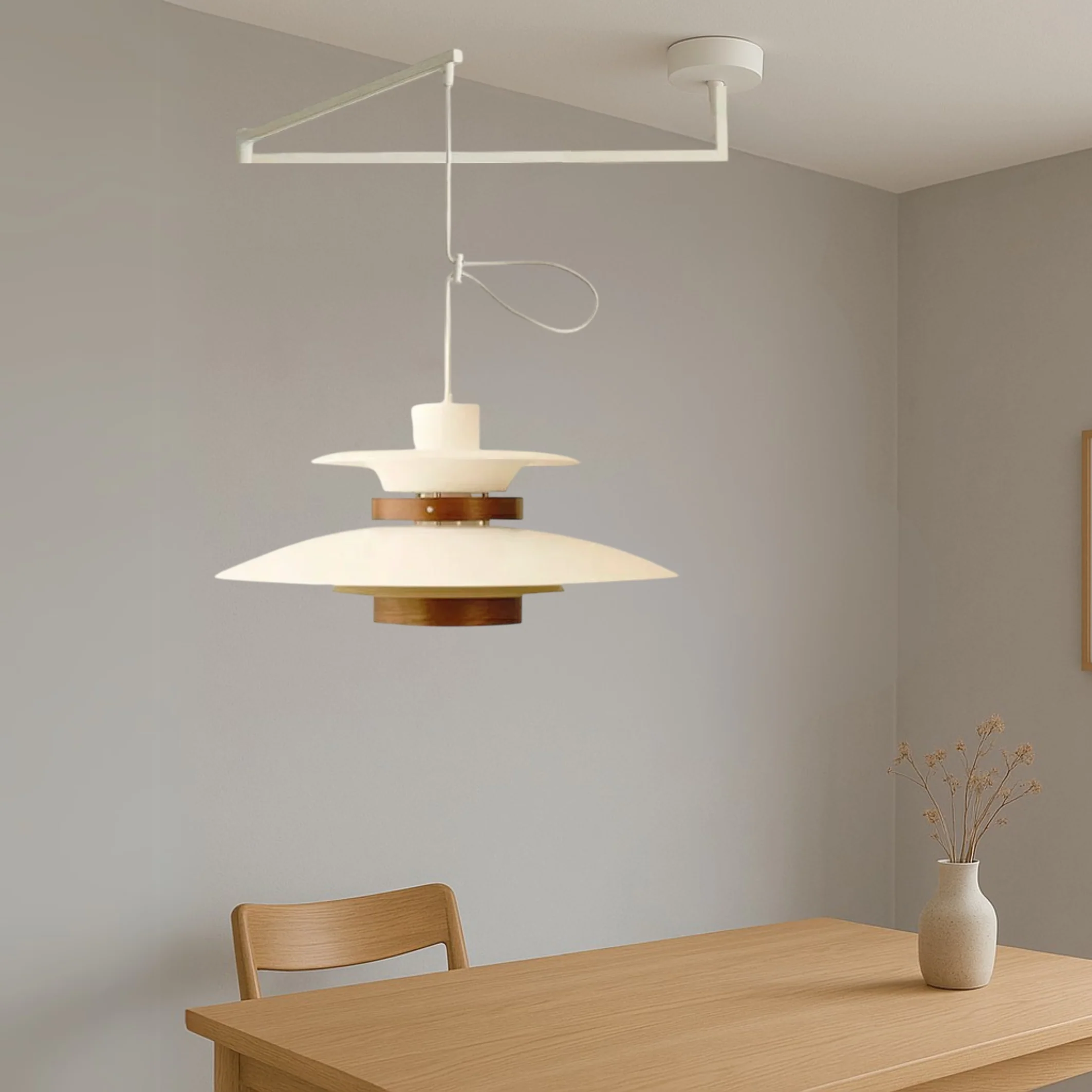 Sleek Adjustable Swing-Arm Pendant Light, Matte Black - Image 12