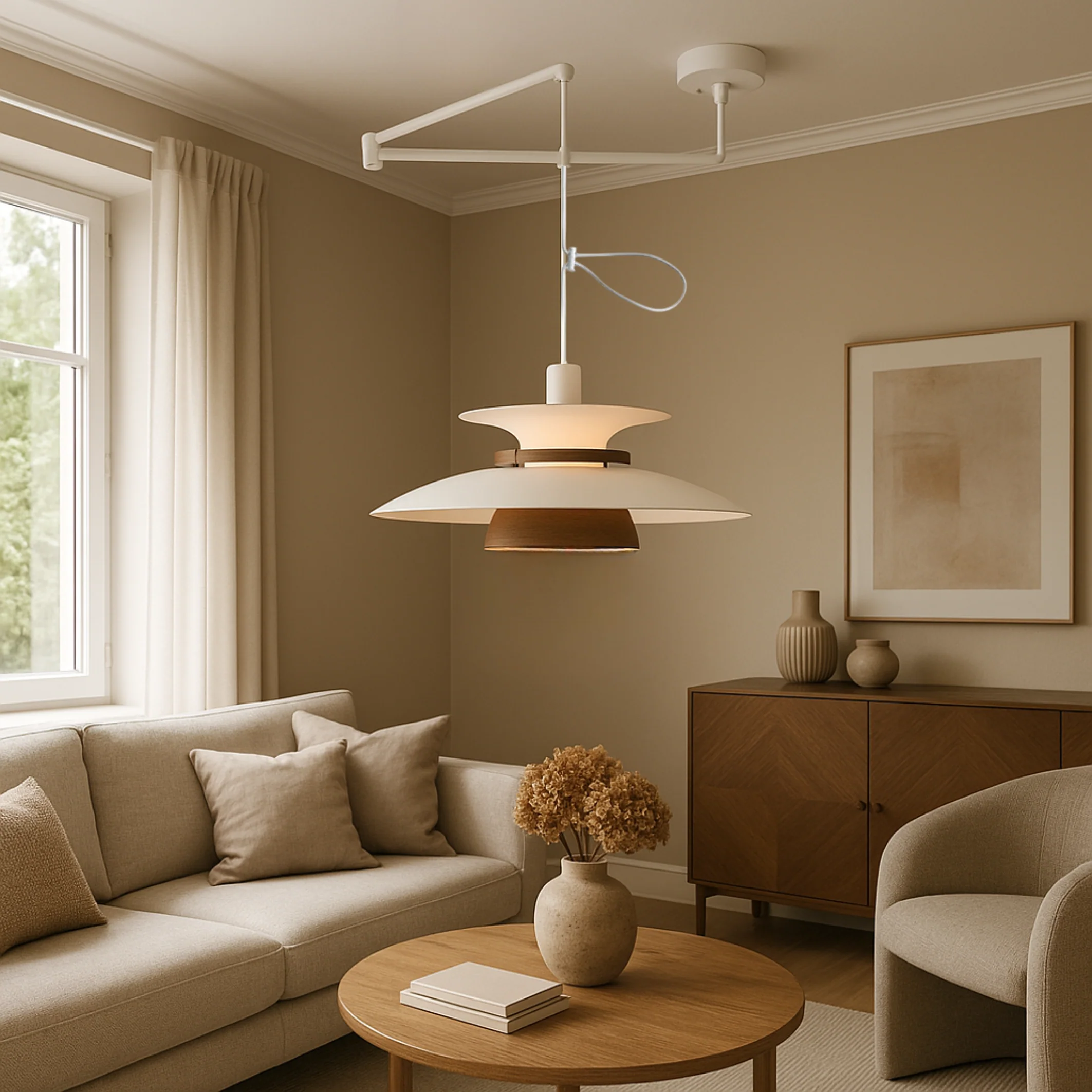 Sleek Adjustable Swing-Arm Pendant Light, Matte Black - Image 4
