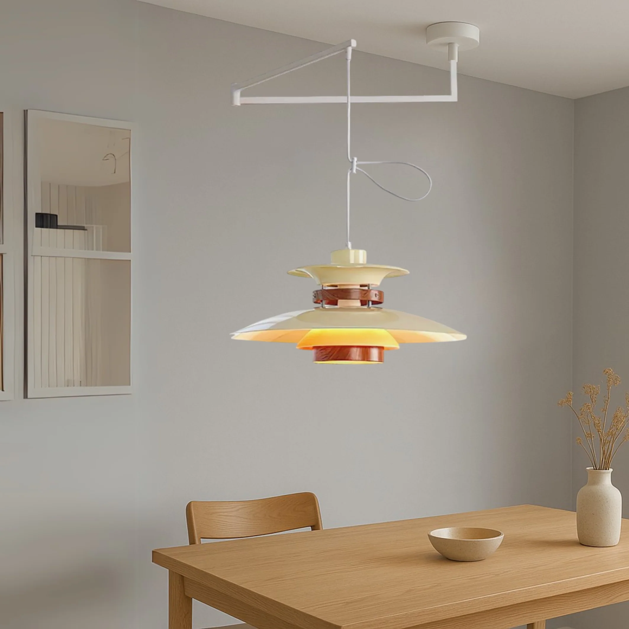 Sleek Adjustable Swing-Arm Pendant Light, Matte Black - Image 5