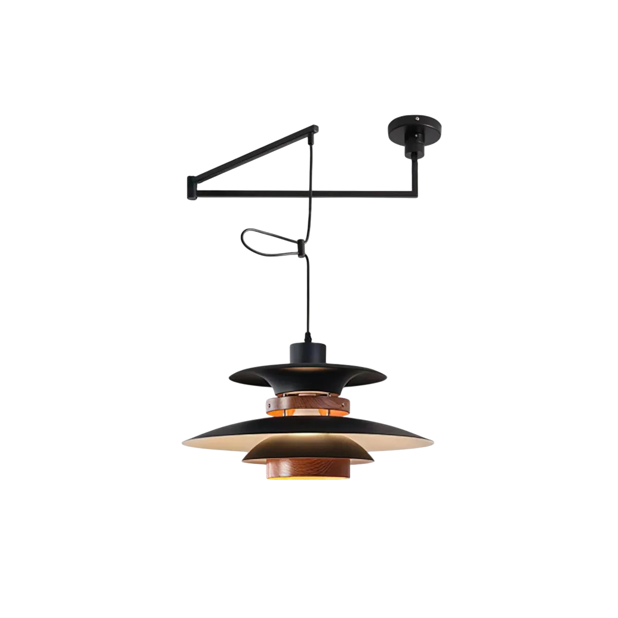Sleek Adjustable Swing-Arm Pendant Light, Matte Black - Image 8