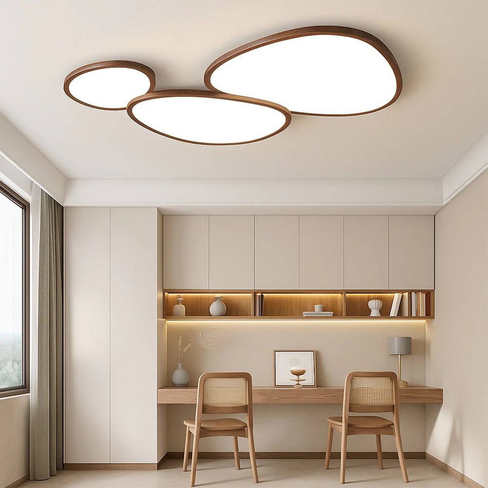Slim Dark Wood Flush Mount LED Ceiling Light - Image 5