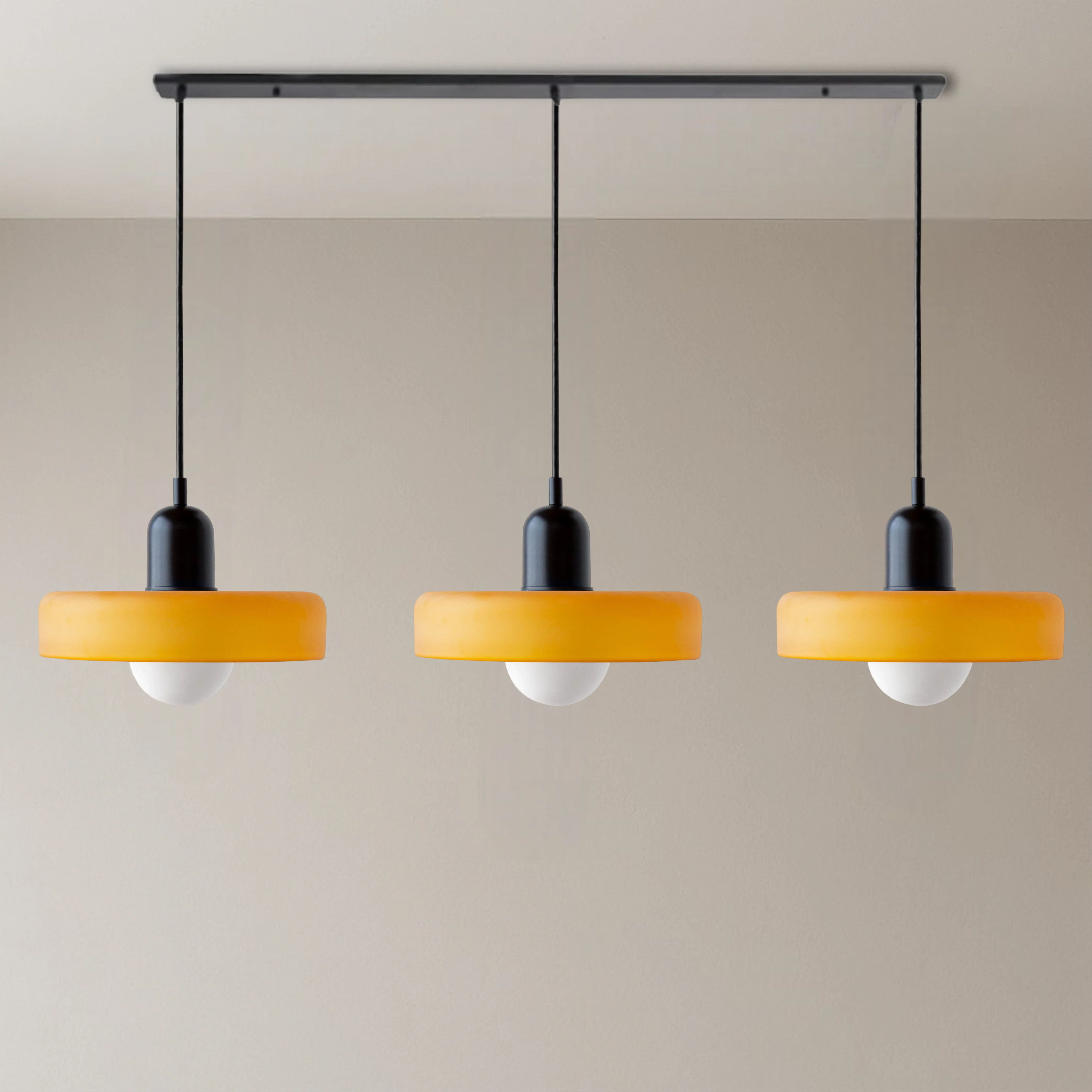 Three-Head Colored Glass Pendant Light in Bauhaus Style - Image 11