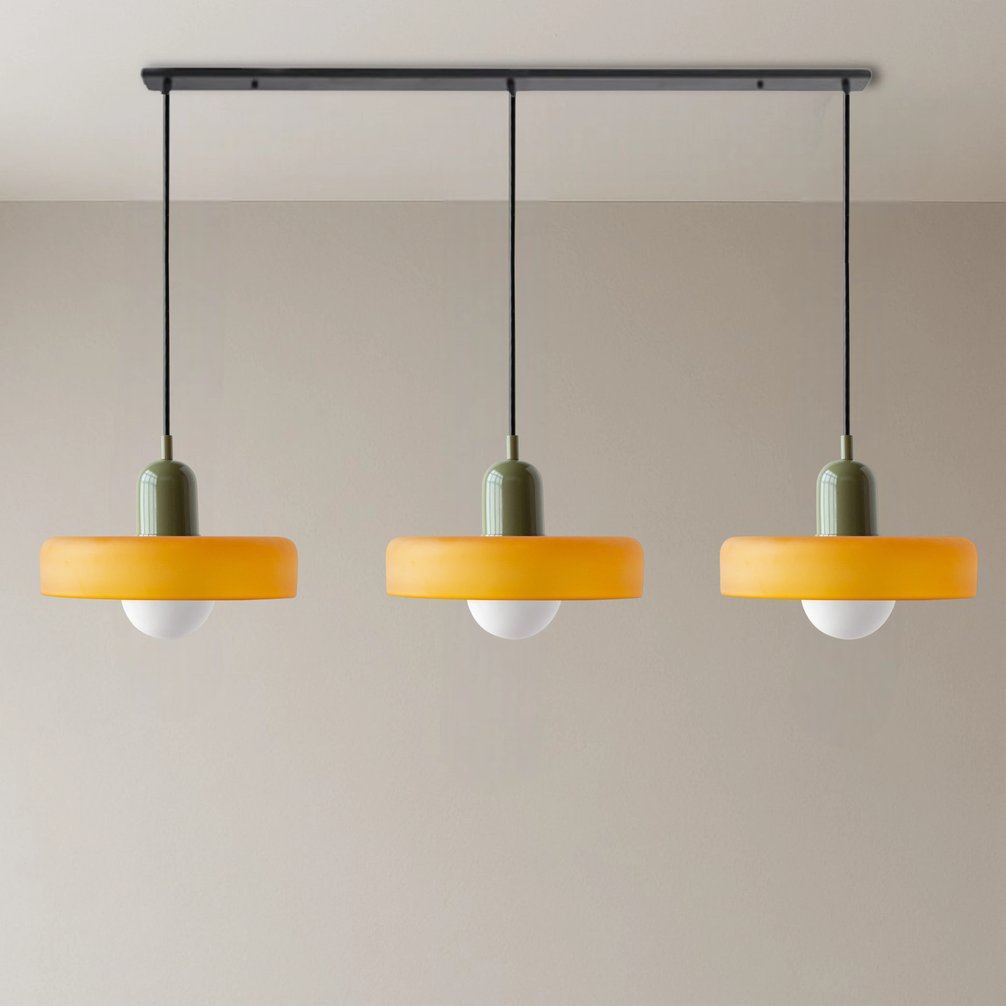 Three-Head Colored Glass Pendant Light in Bauhaus Style - Image 12