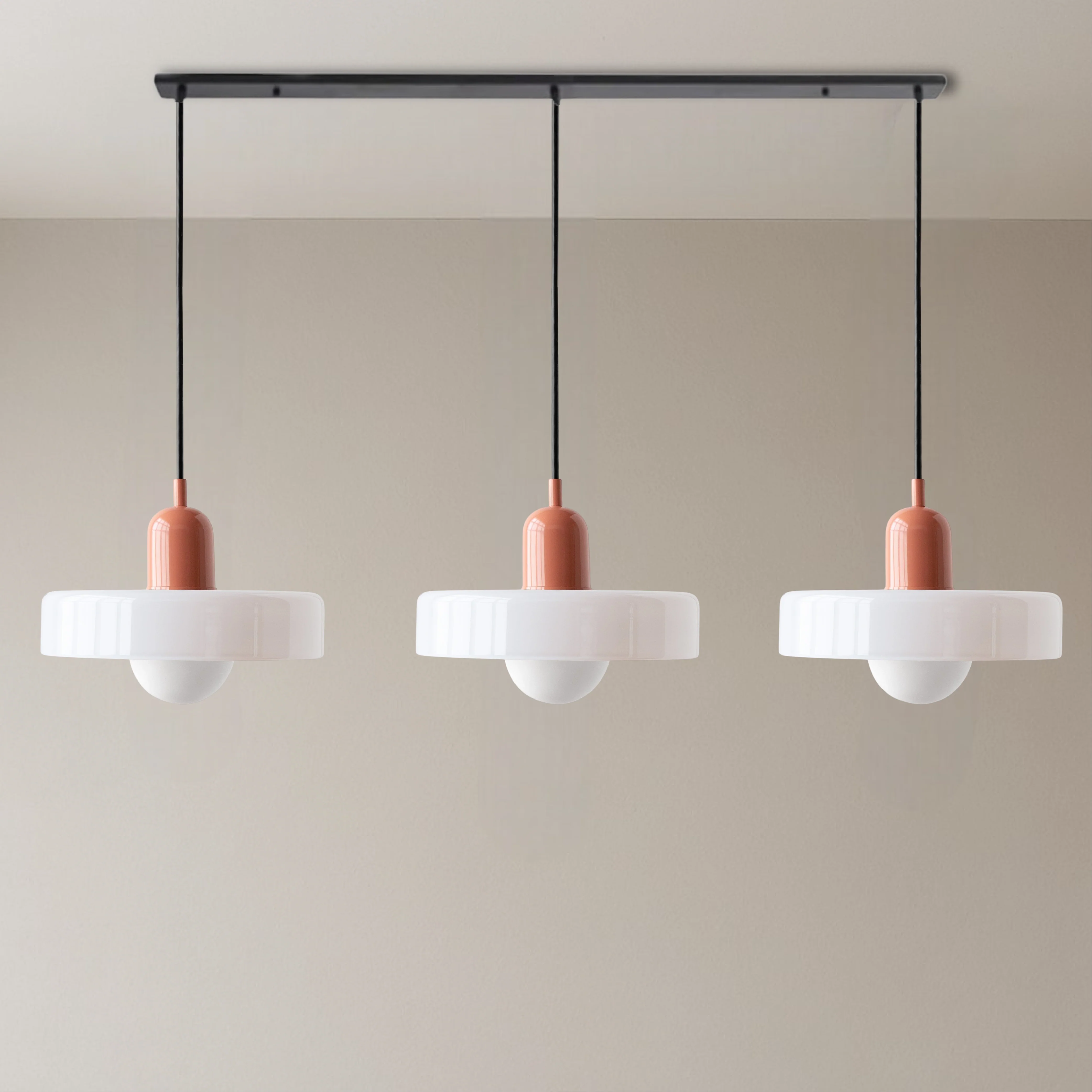 Three-Head Colored Glass Pendant Light in Bauhaus Style - Image 14