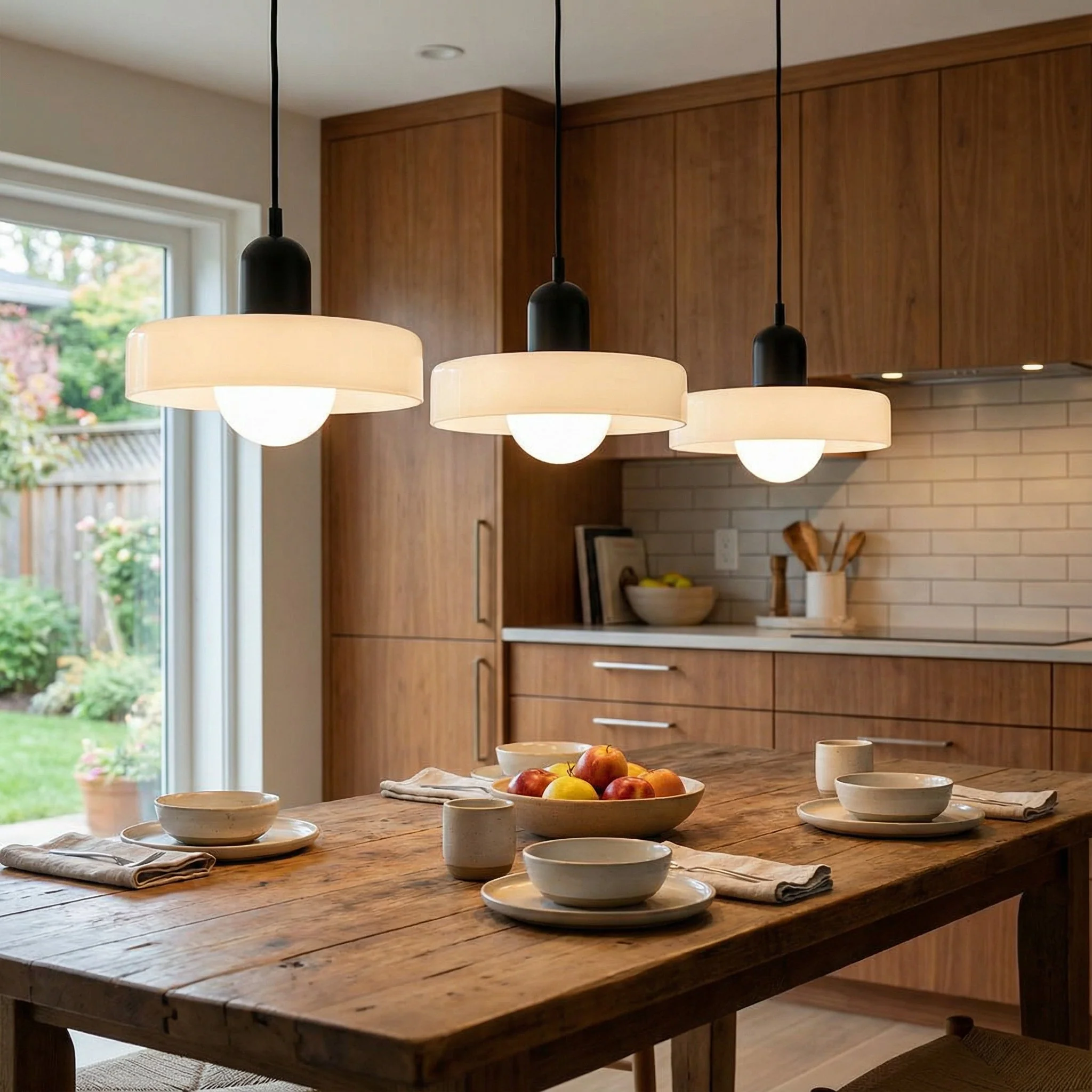 Three-Head Colored Glass Pendant Light in Bauhaus Style - Image 2