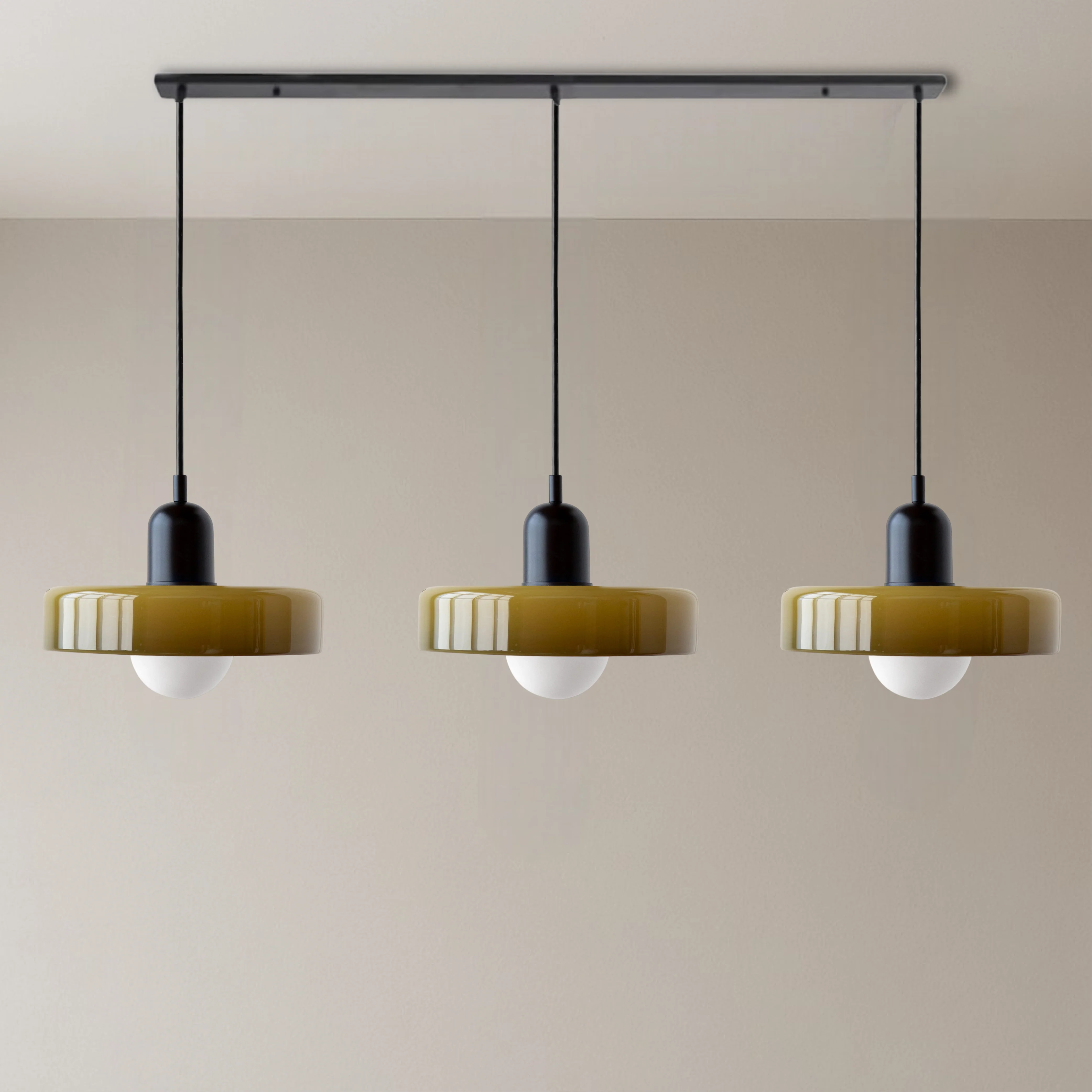 Three-Head Colored Glass Pendant Light in Bauhaus Style - Image 28