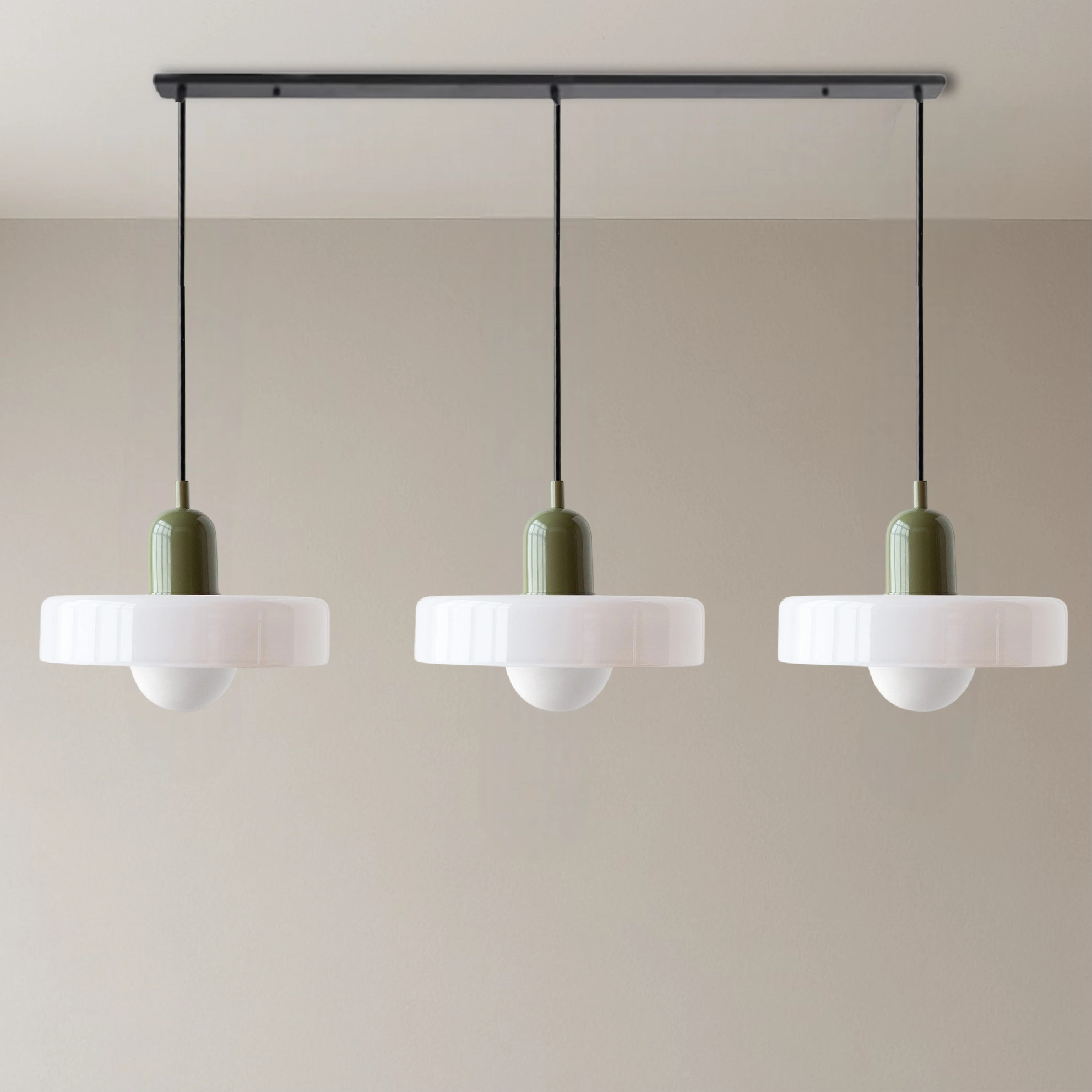 Three-Head Colored Glass Pendant Light in Bauhaus Style - Image 30
