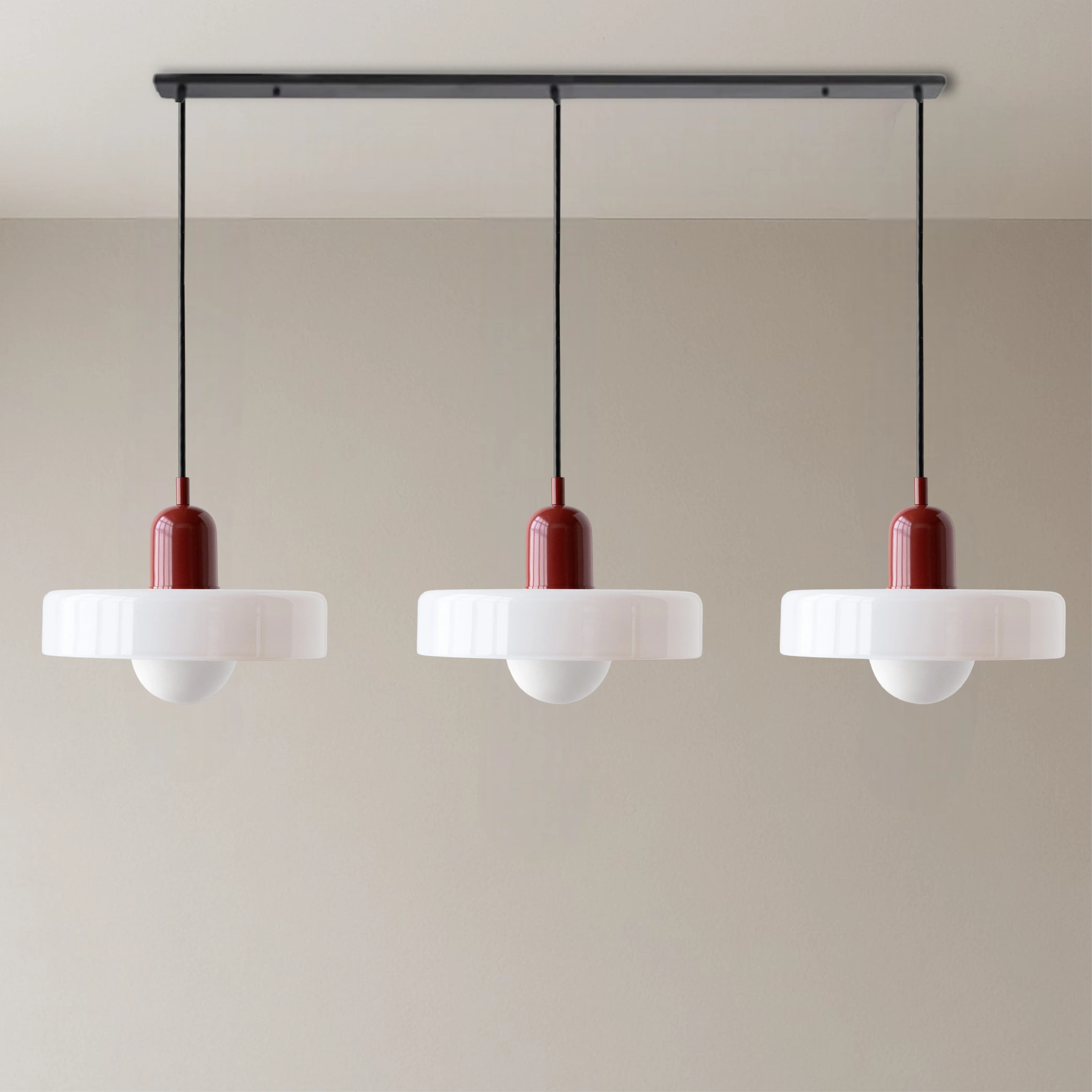 Three-Head Colored Glass Pendant Light in Bauhaus Style - Image 31